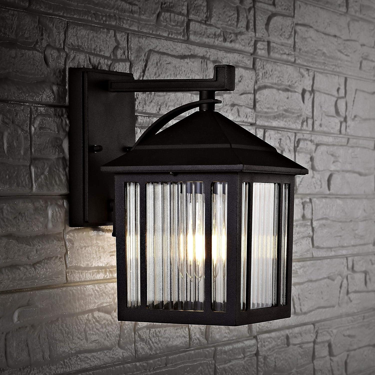 Ranzi Outdoor Wall Lantern - PLT4009 - Clear/Black - Safavieh