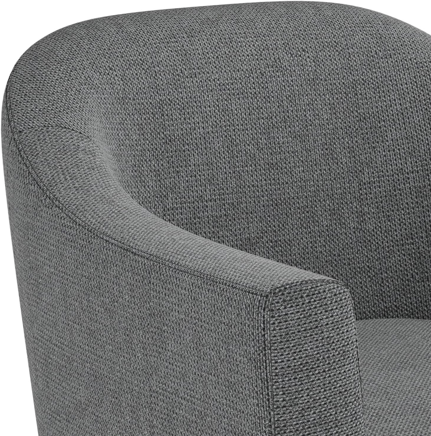 Transitional Shadow Grey Curved Accent Chair with Deep Seating