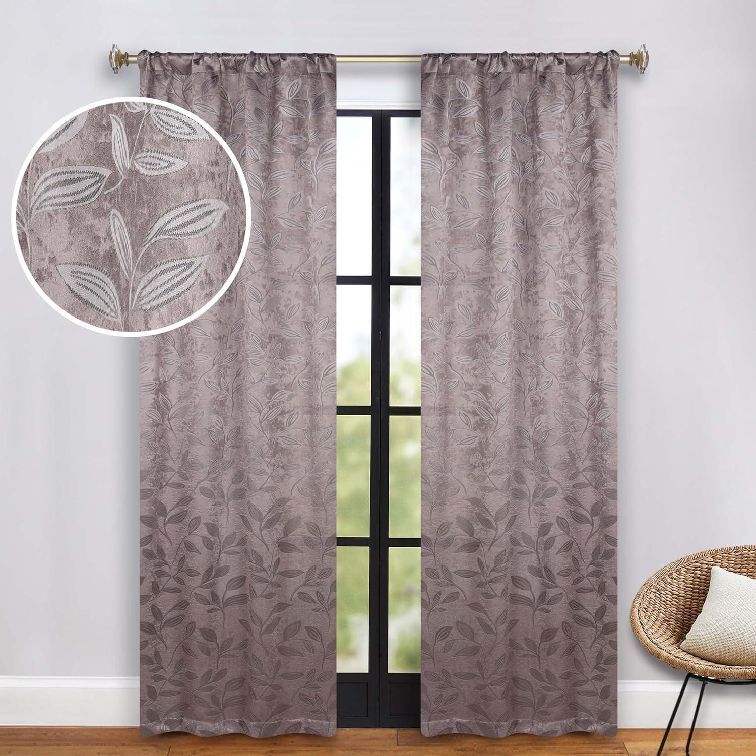 Superior Modern Bohemian Leaves Polyester Machine Washable Room Darkening Blackout Curtains by Superior (Set of 2)