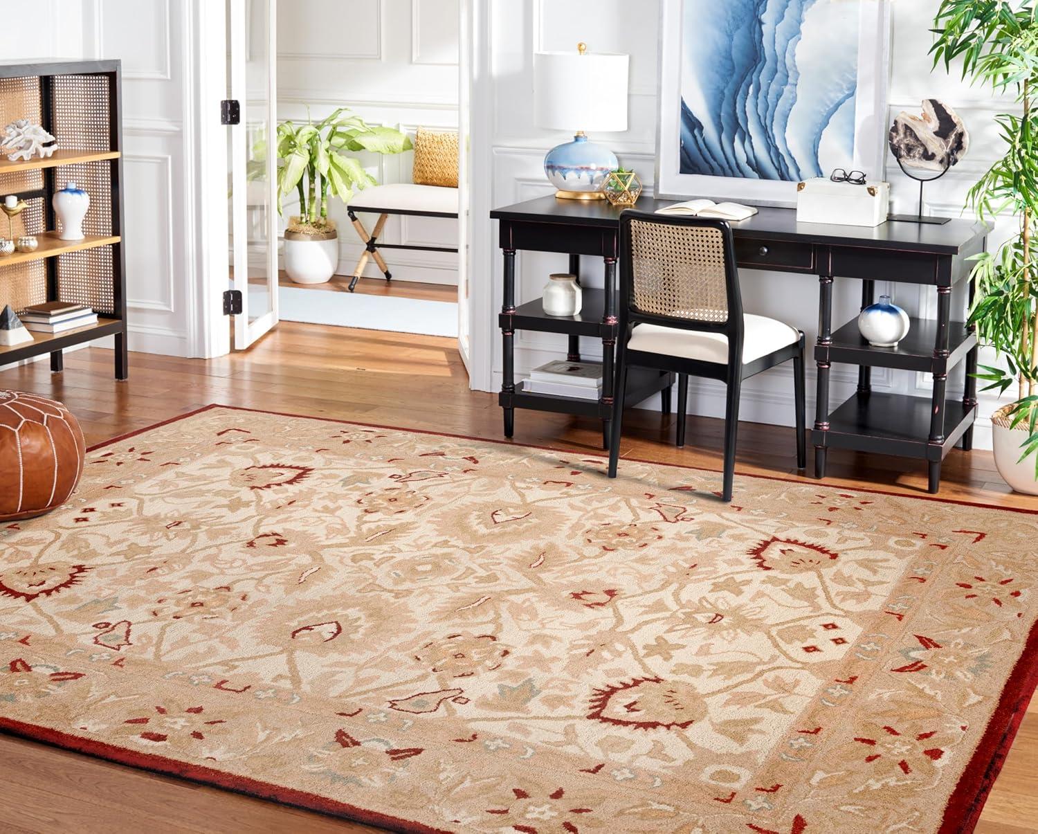 Anatolia AN512 Hand Tufted Indoor Area Rug - Beige/Rust - 5'x8' - Safavieh