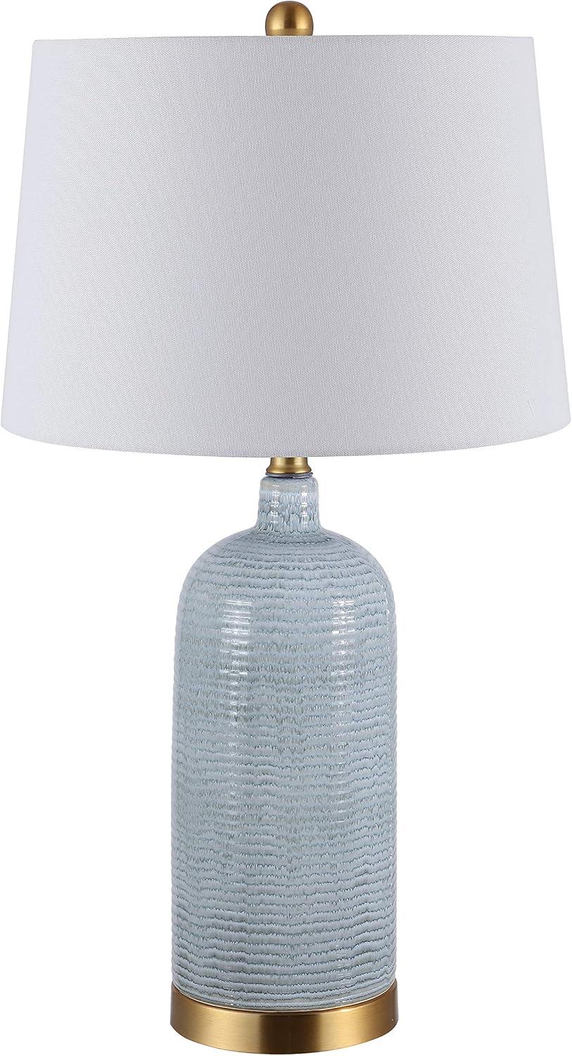 SAFAVIEH Stark 27 in. Coastal Glass Table Lamp, Blue