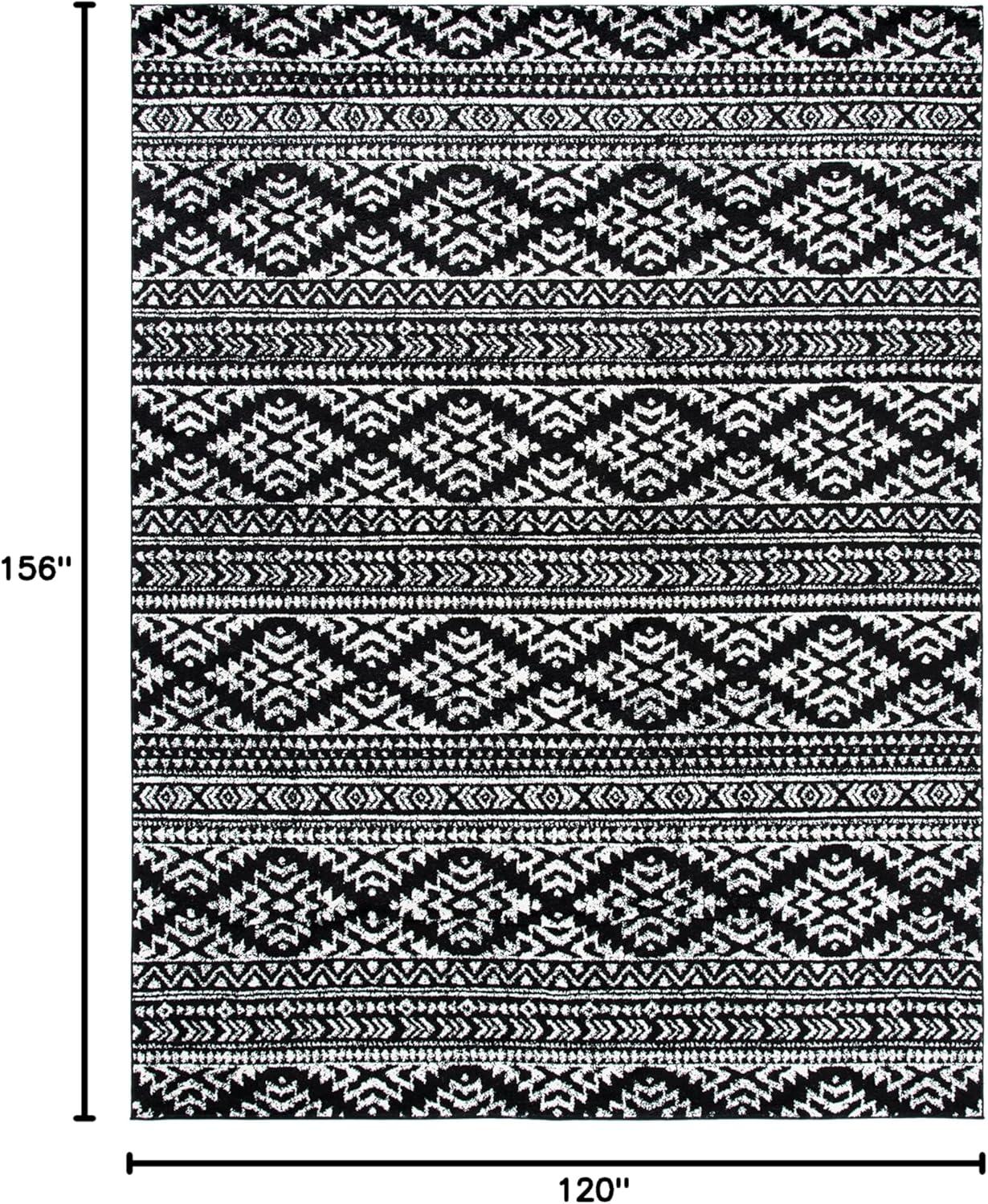 SAFAVIEH Tulum Lakisha Distressed Southwestern Area Rug, 10' x 13', Black/Ivory