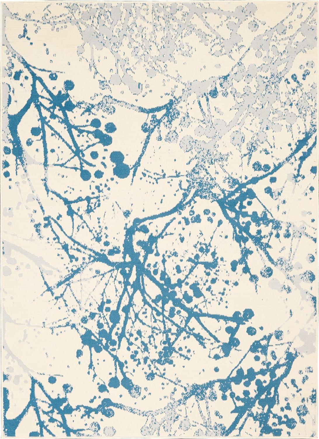 Nourison Jubilant 4' x 6' Ivory/Blue Area Rug Contemporary Artistic Abstract by Nourison