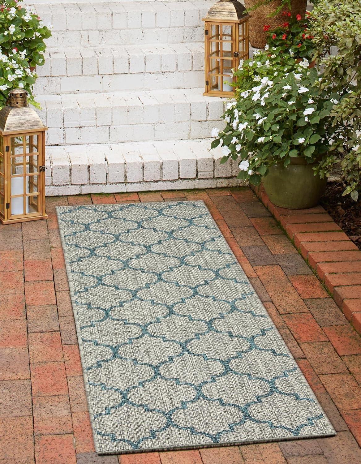 Unique Loom Outdoor Trellis Geometric Woven Area Rug