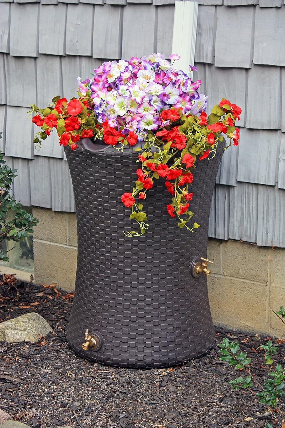 Good Ideas 50 Gallons Plastic Drainable Dual Overflow Planter Rain Barrel