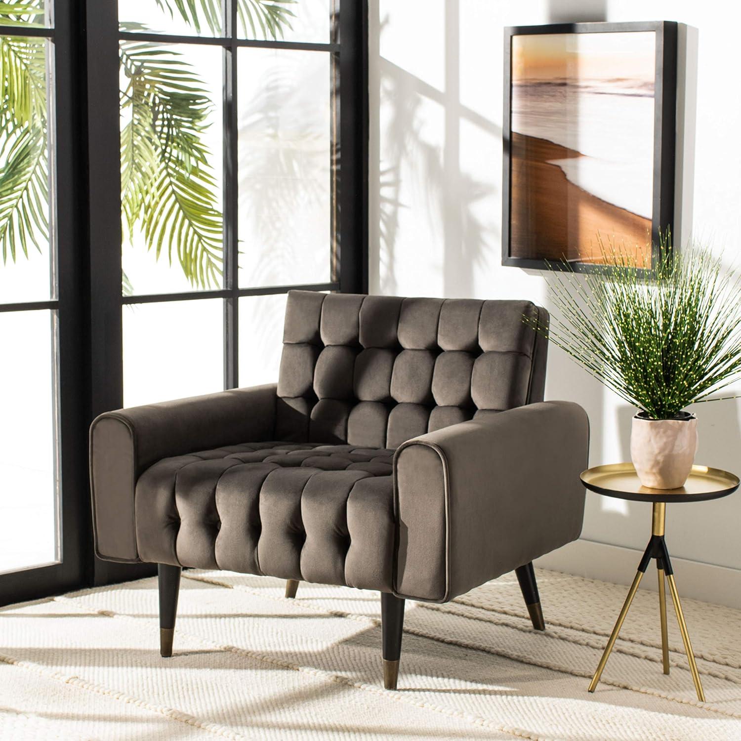 Amaris Tufted Accent Chair - ACH4503 - Shale/Black - Safavieh