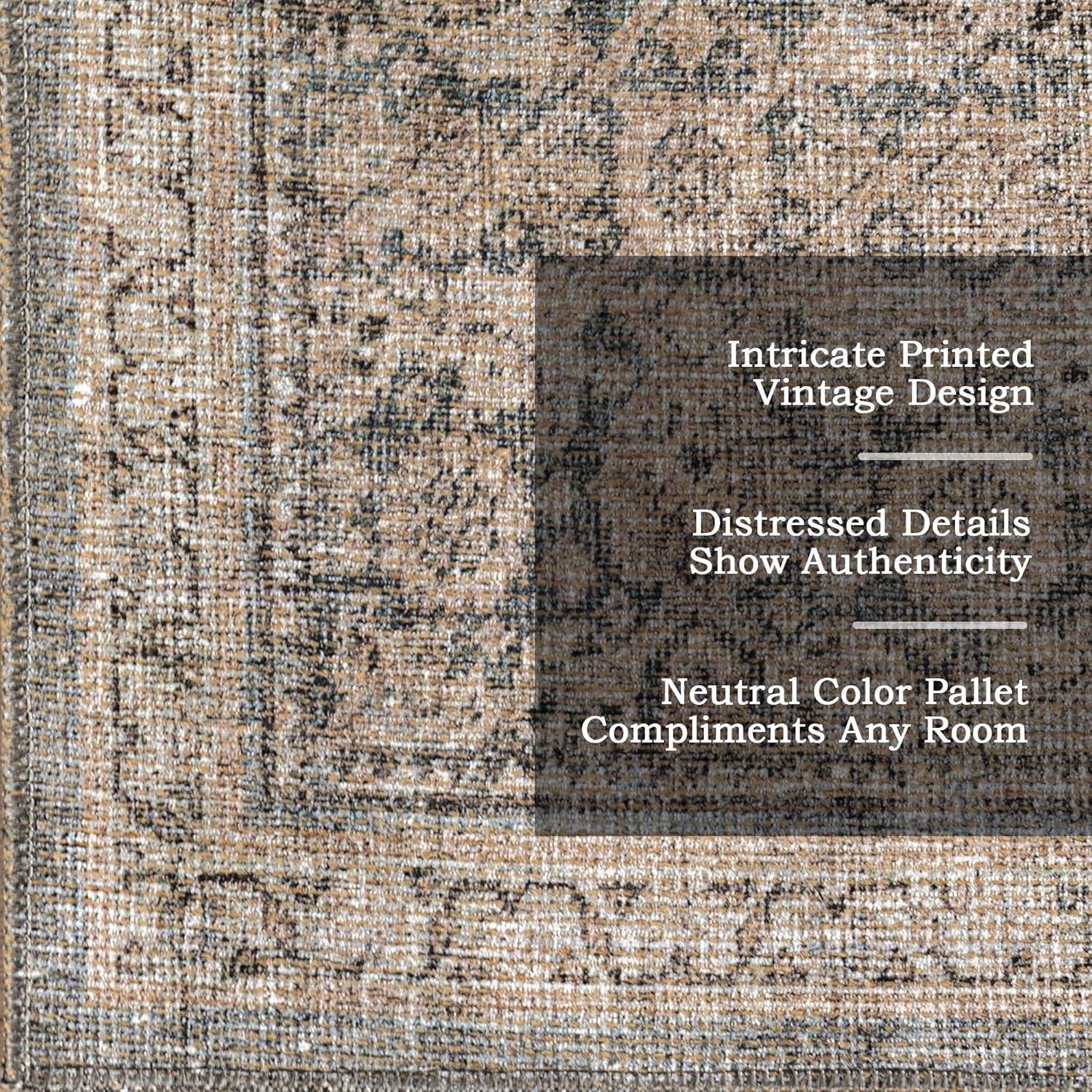 Nuloom Hillstone Collection Cally Traditional Vintage Medallion Area Rug, 5' x 8', Taupe