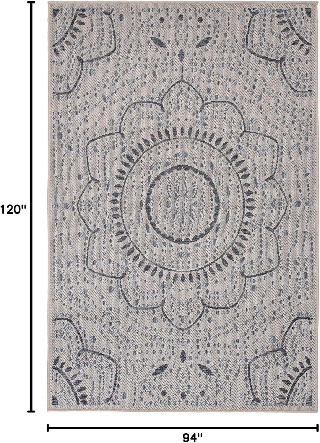 World Rug Gallery Portia Oriental Medallion Indoor/Outdoor Area Rug - Cream 7'10" x 10'