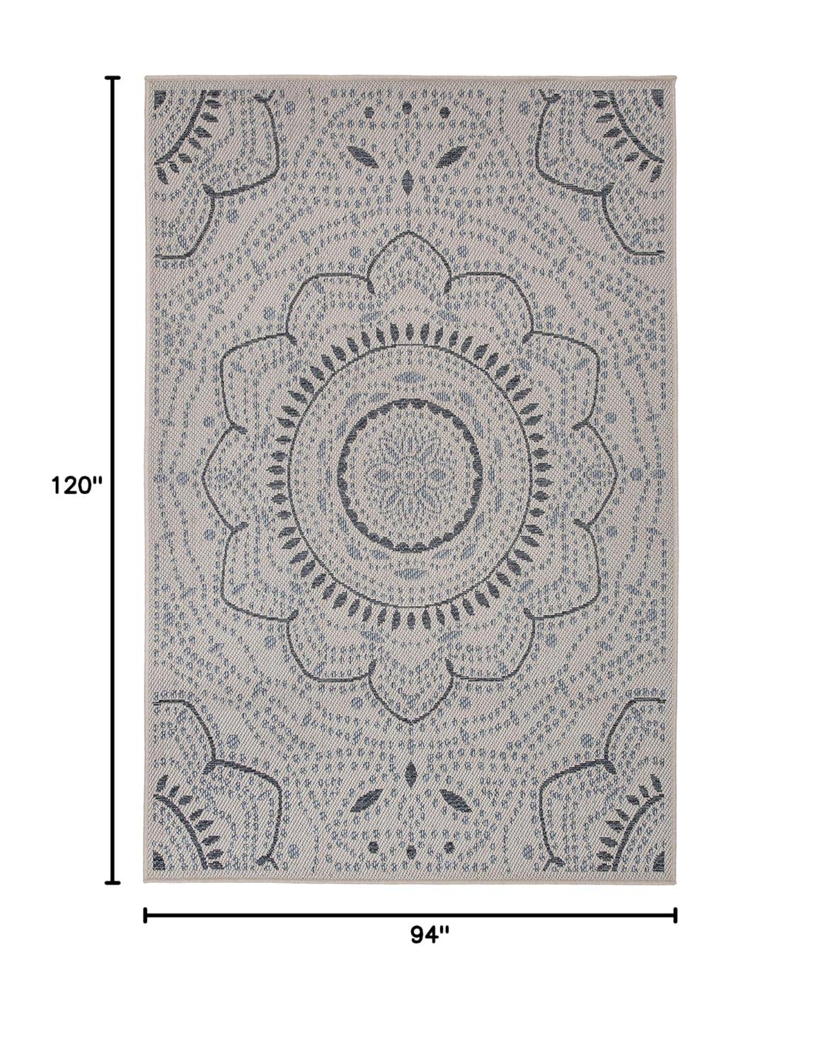 World Rug Gallery Portia Oriental Medallion Indoor/Outdoor Area Rug - Cream 7'10" x 10'