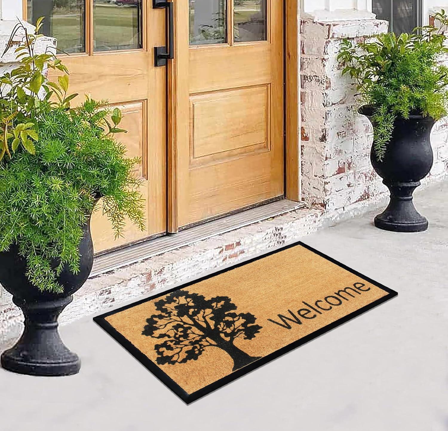 A1 Home Collections Entrance Door Mats, 24” x 48”, Durable Large Doormat, Non-Slip Welcome Doormat, Rubber Backed Thin-Profile Heavy Duty Door Mat, Doormat for Front Door, High Traffic Areas