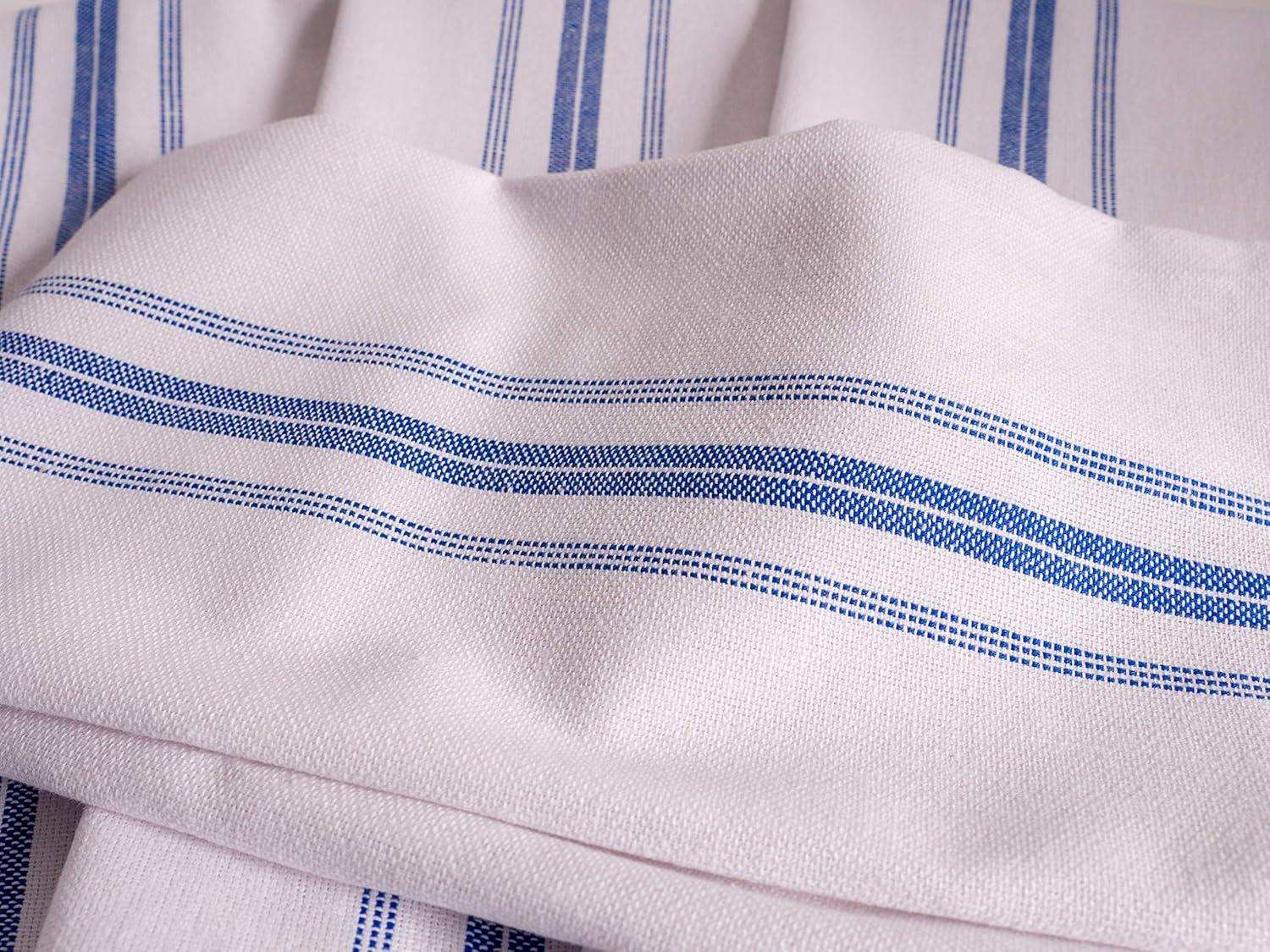 KAF Home Farmhouse Stripe Set Of 12 Kitchen Towels - 15" x 25", In Blue