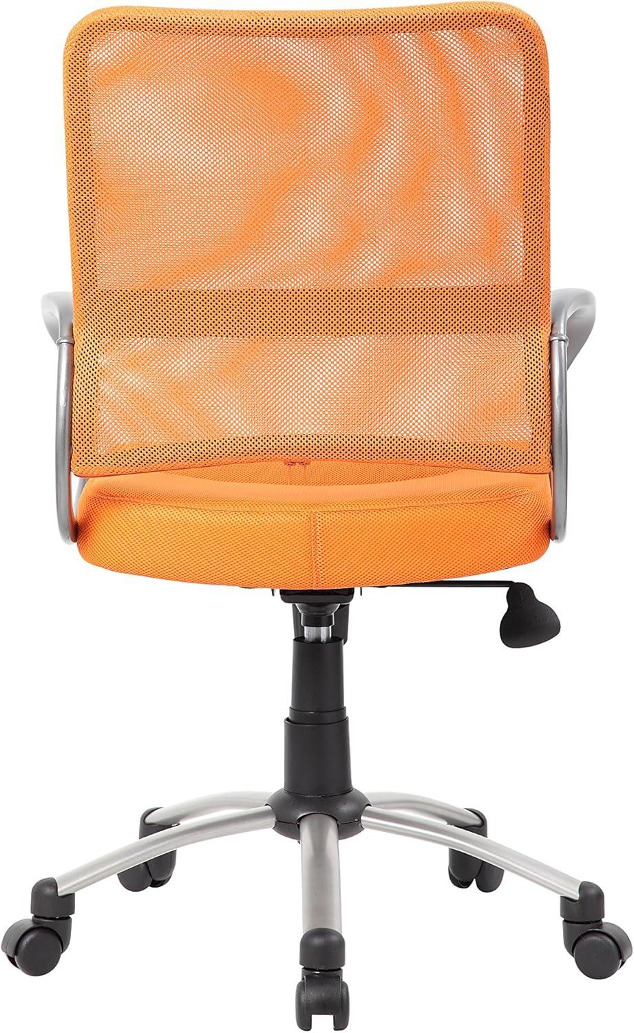 Ergonomic Orange Mesh Task Chair with Pewter Metal Base