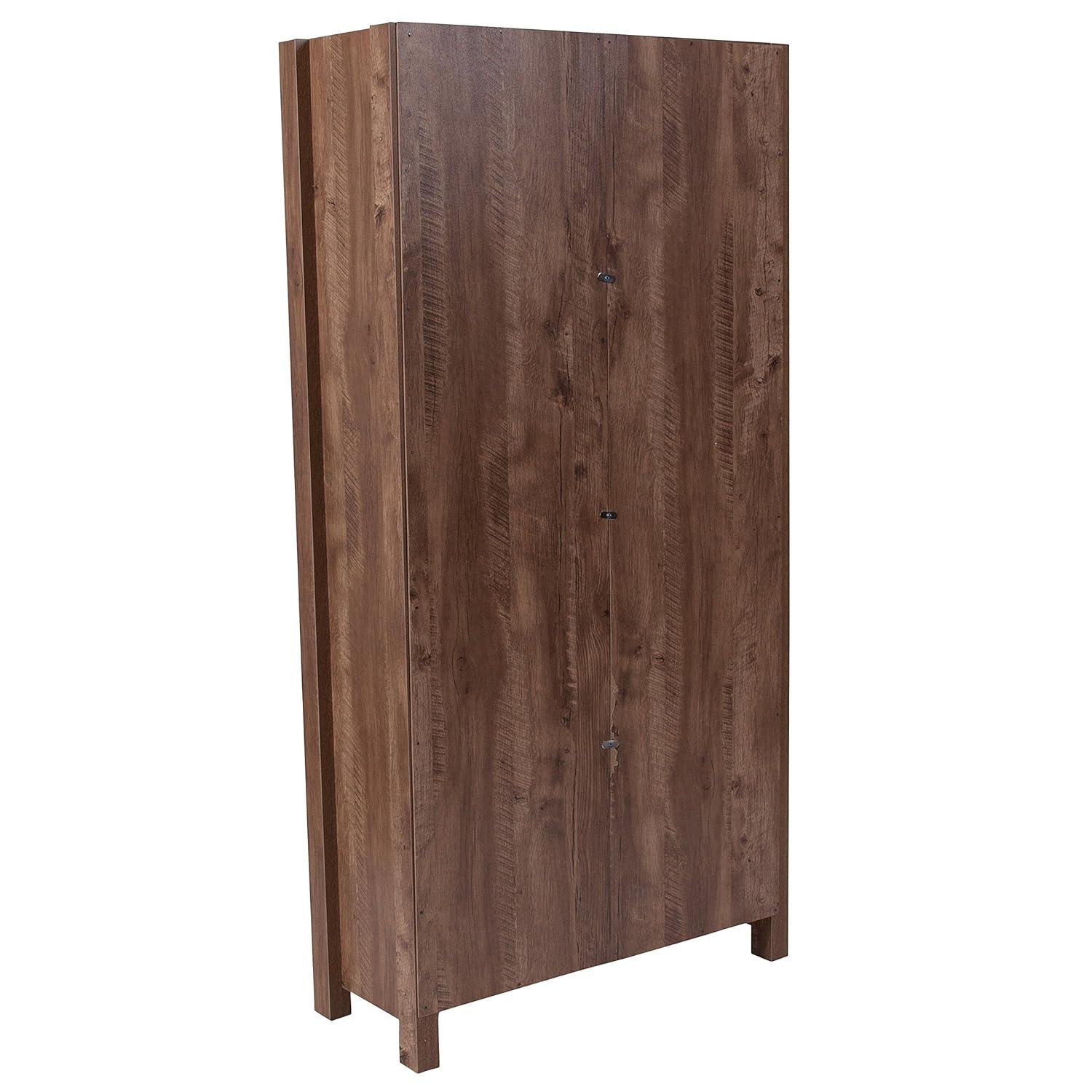 Black Metal and Oak 6-Cubby Storage Bookcase with Doors