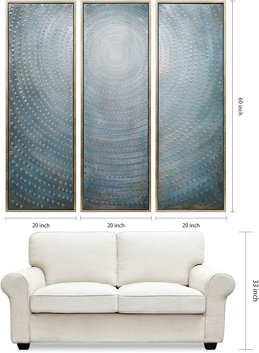 Empire Art Direct Concentric Textured Metallic Hand Painted Triptych Wall Art, 60" x 20" x 1.5", Ready to Hang