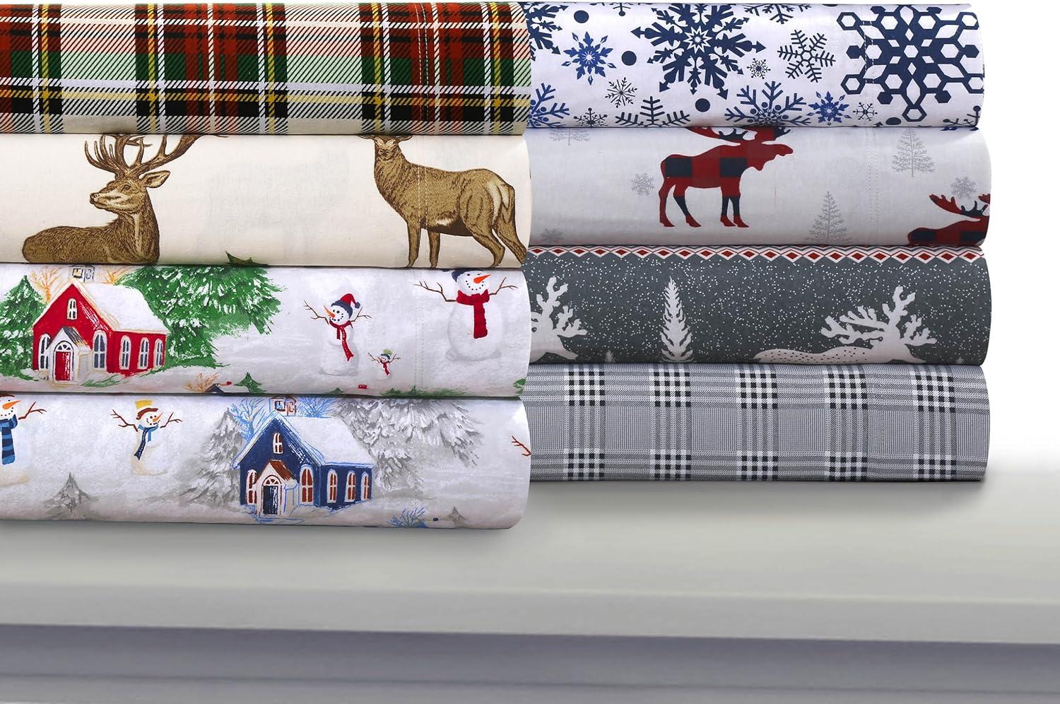 Cozy Flannel Novelty and Holiday Printed Extra Deep Pocket Bed Sheet Set