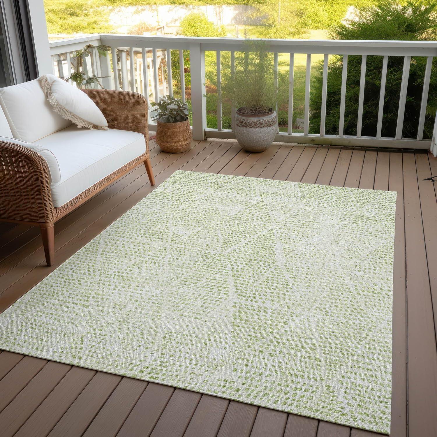 Aloe Green Diamond Pattern Washable 10' x 14' Area Rug