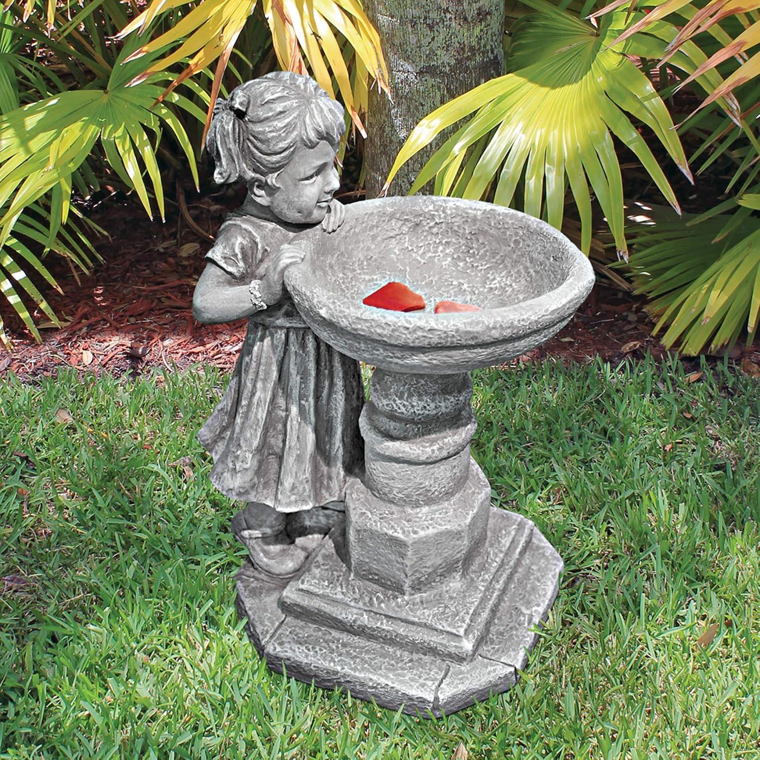 Georgina's Garden Gaze Child at Birdbath Statue