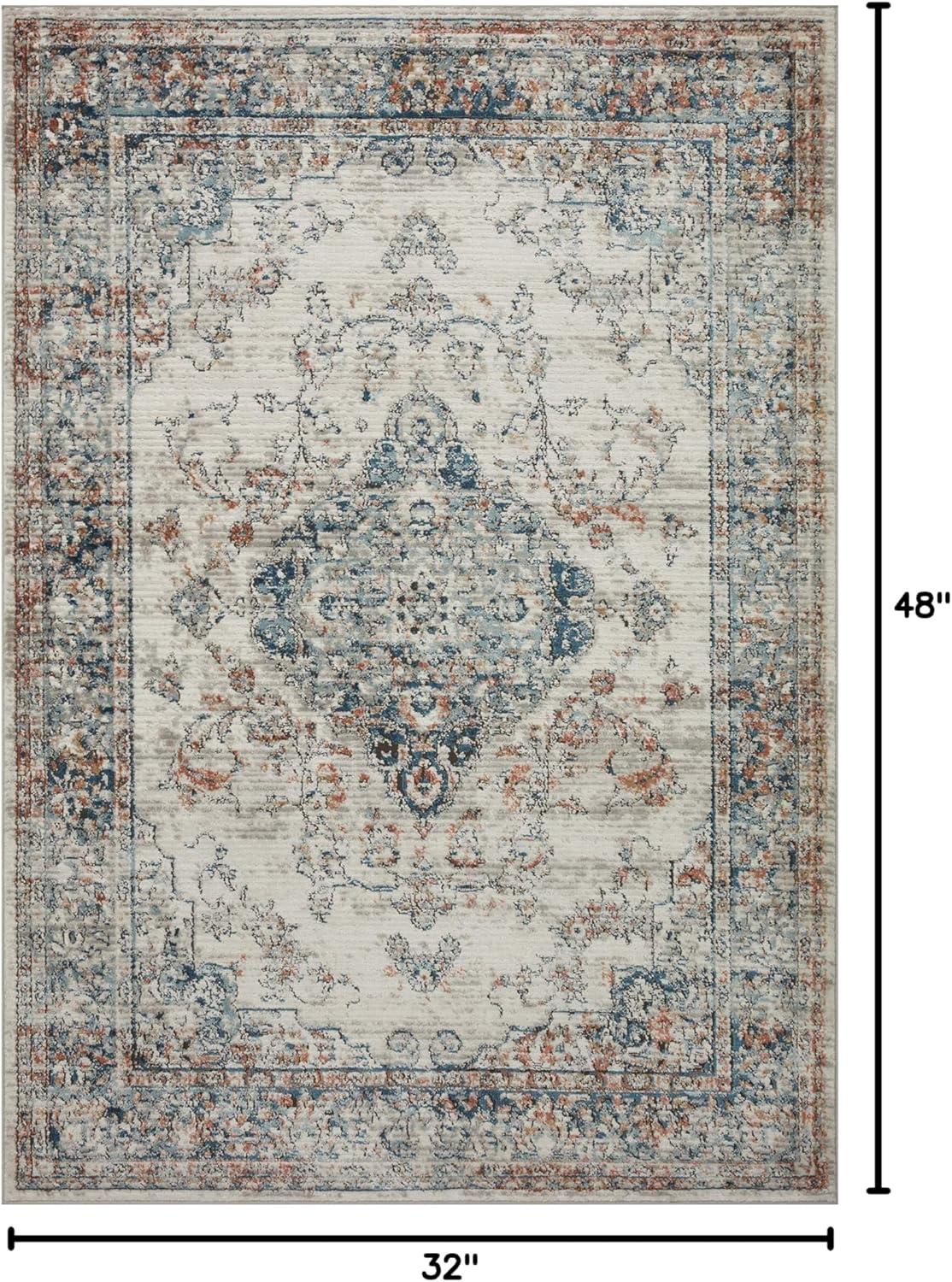 Loloi II Bianca Collection BIA-10 Ivory / Ocean, Abstract Area Rug 2'-8" x 4'