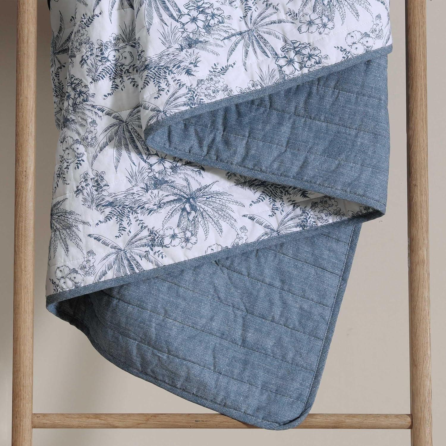 King Pen and Ink Palm Quilt Set Blue - Tommy Bahama: Machine Washable, Pet Friendly, Includes 2 Shams