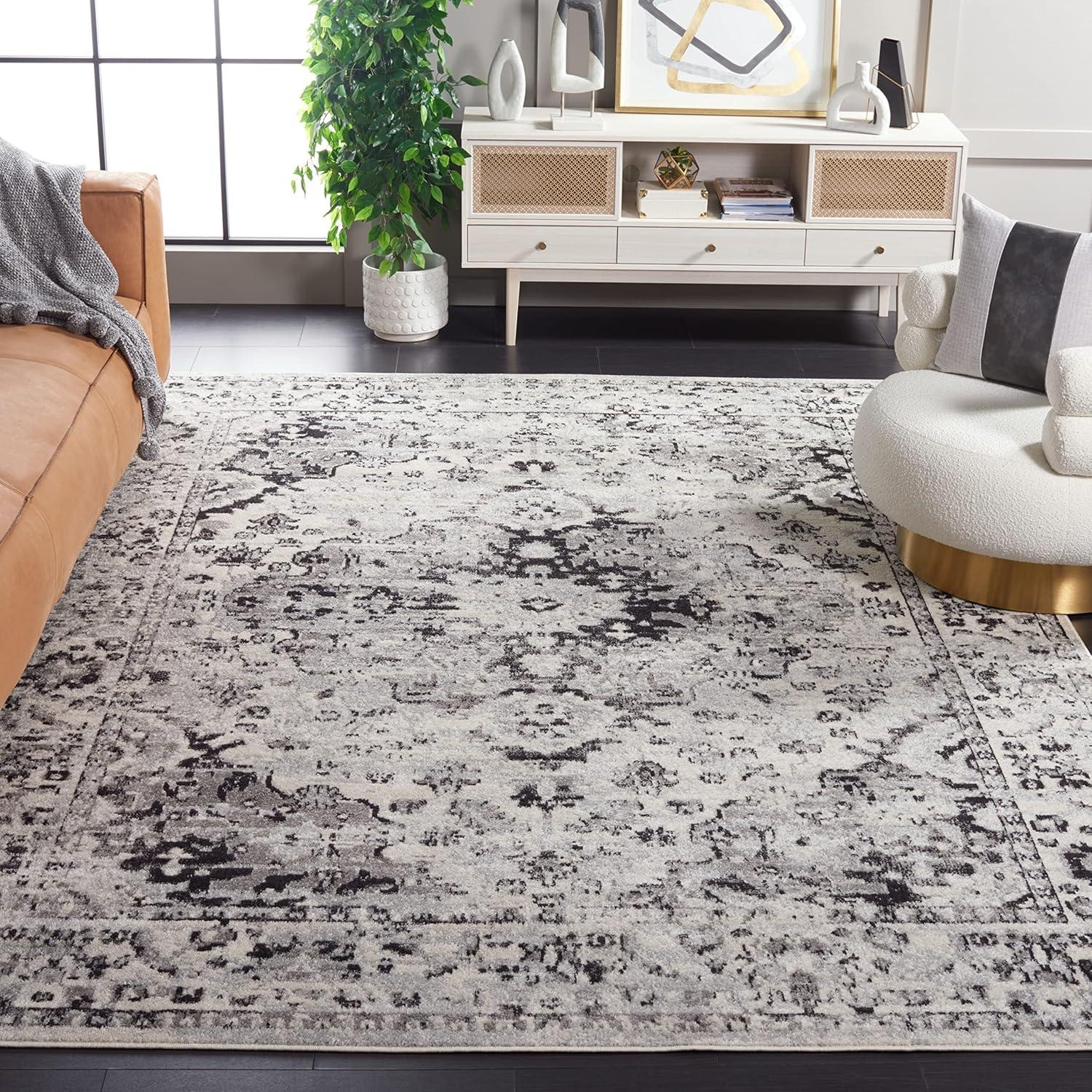 Gray Flat Woven Synthetic Square Area Rug, 54" x 54"