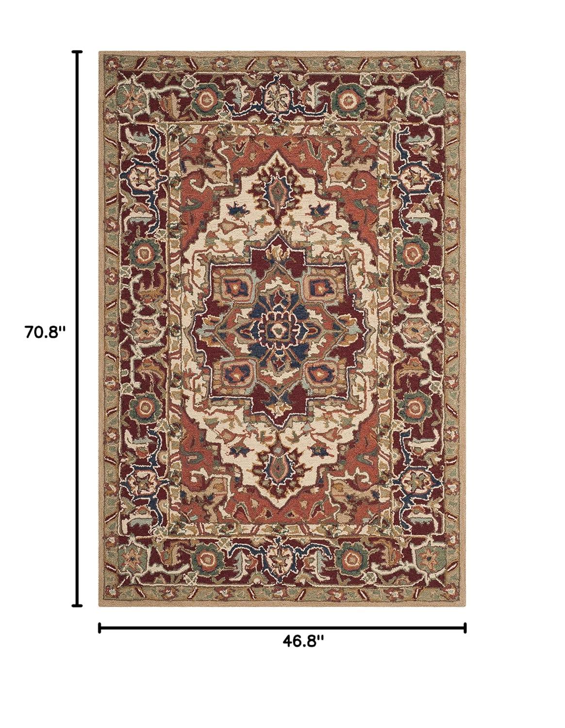 Chelsea HK709 Hand Hooked Area Rug - Red/Ivory - 3'9"x5'9" - Safavieh.