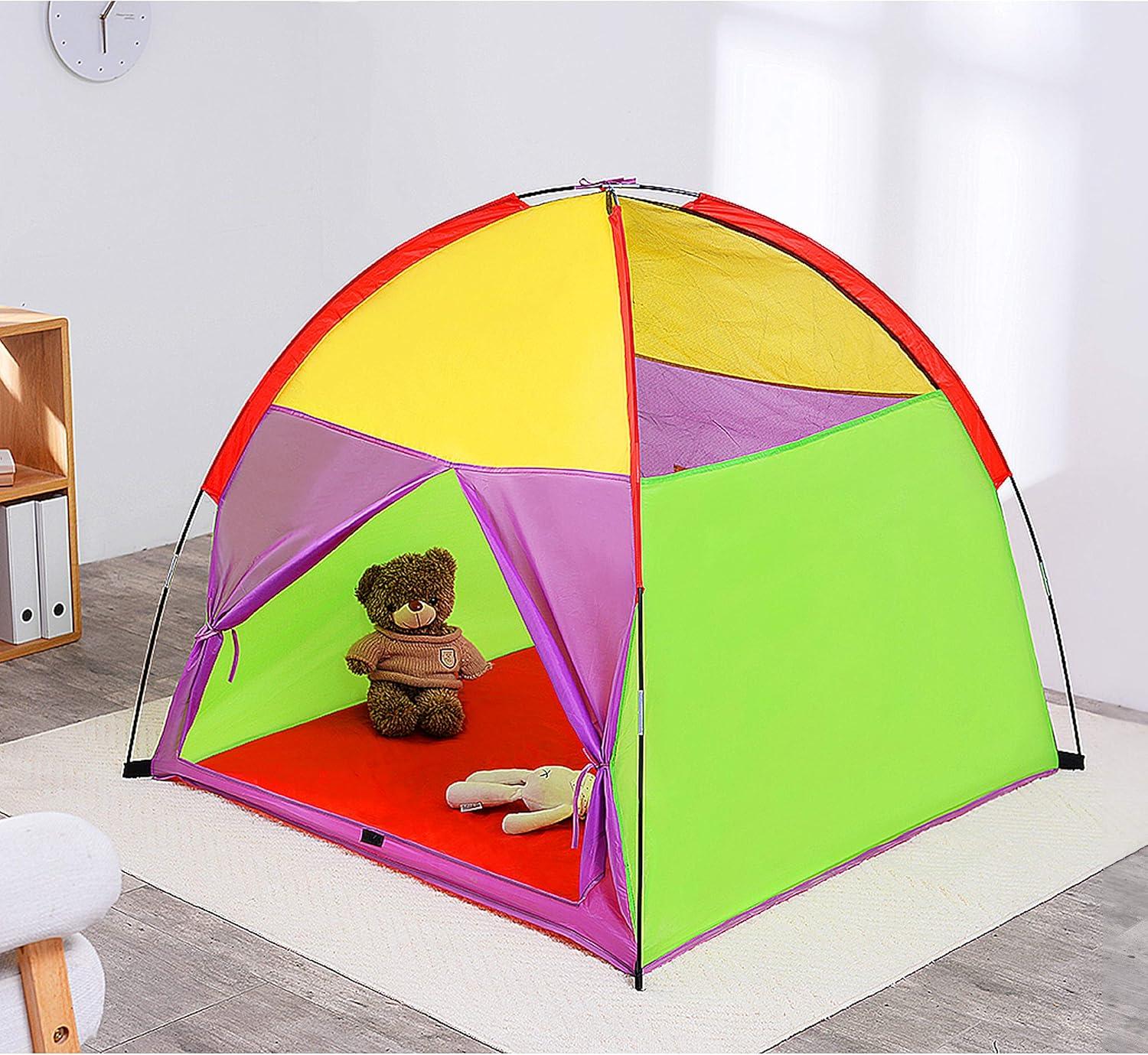 ATDAWN Kids Play Tent, Kids Pop Up Tent, Camping Playground, Indoor/Outdoor Children Playhouse for Boys and Girls, Rainbow Color