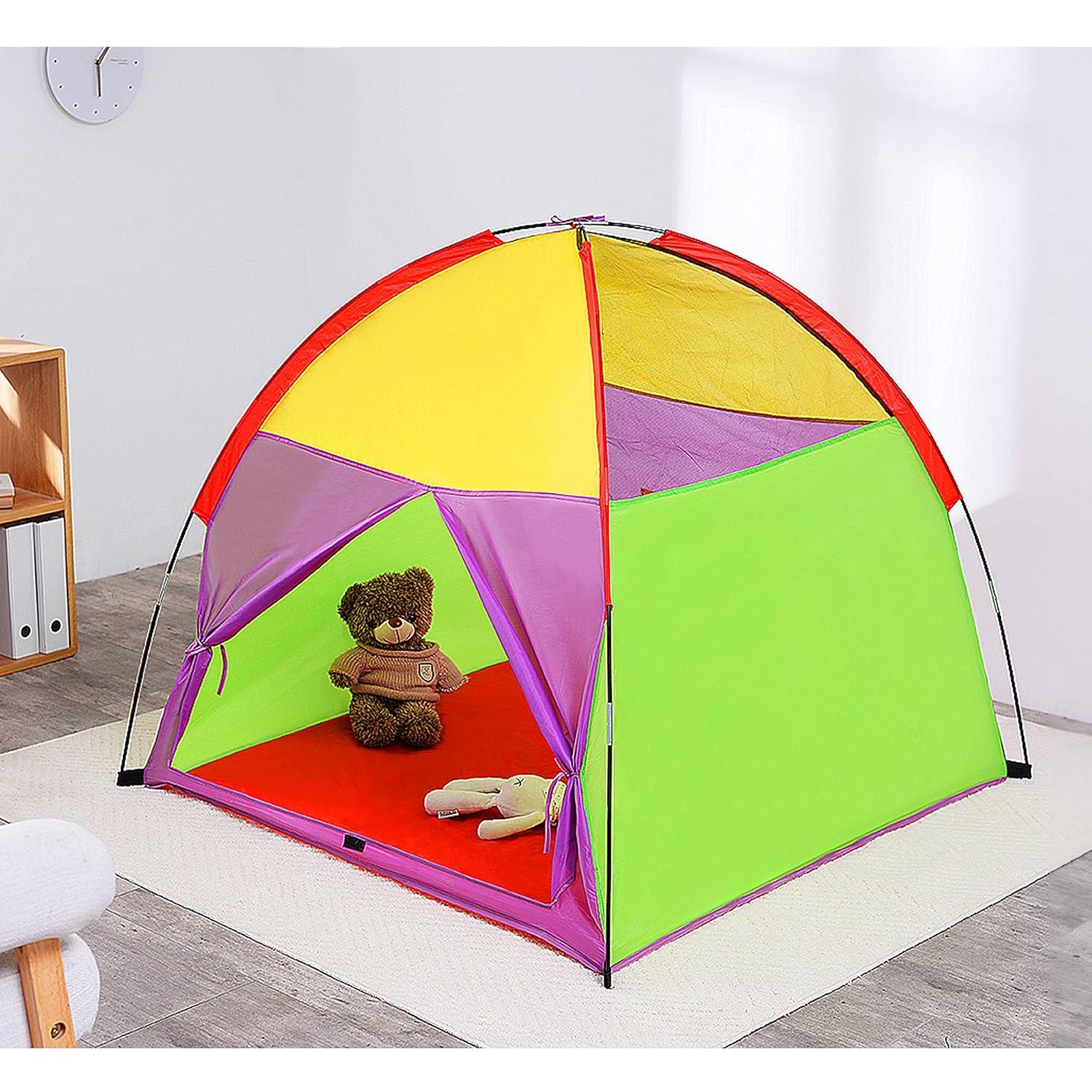 ATDAWN Kids Play Tent, Kids Pop Up Tent, Camping Playground, Indoor/Outdoor Children Playhouse for Boys and Girls, Rainbow Color