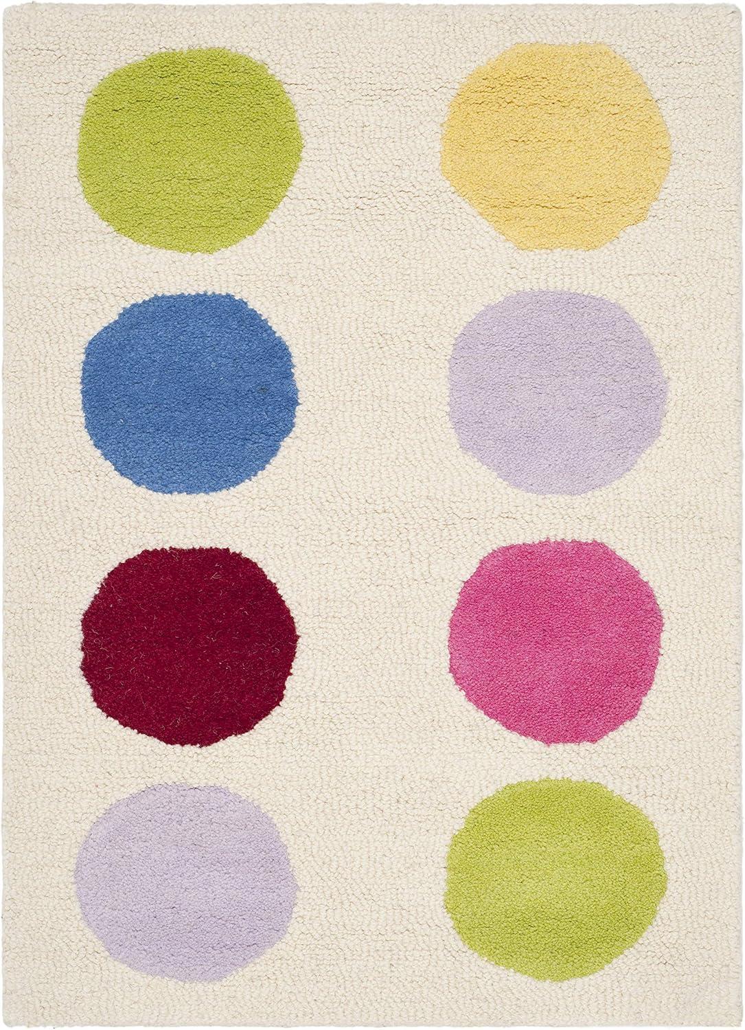 SAFAVIEH Kids Webster Polka Dots Area Rug, Ivory/Multi, 2' x 3'