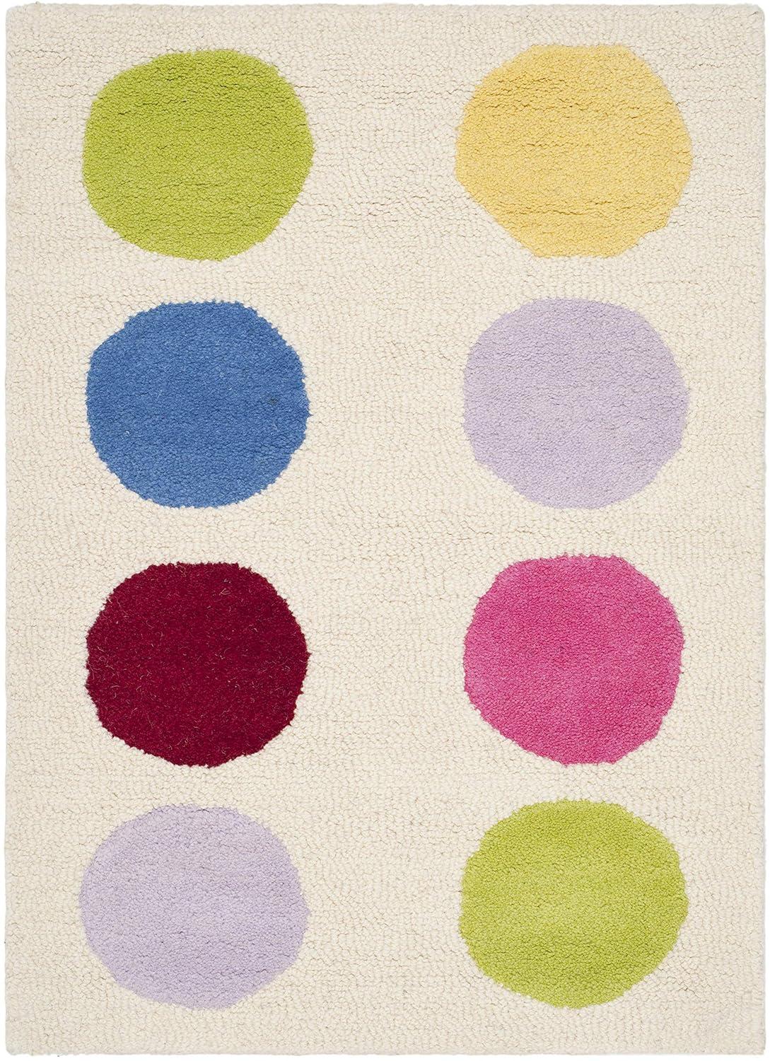 SAFAVIEH Kids Webster Polka Dots Area Rug, Ivory/Multi, 2' x 3'