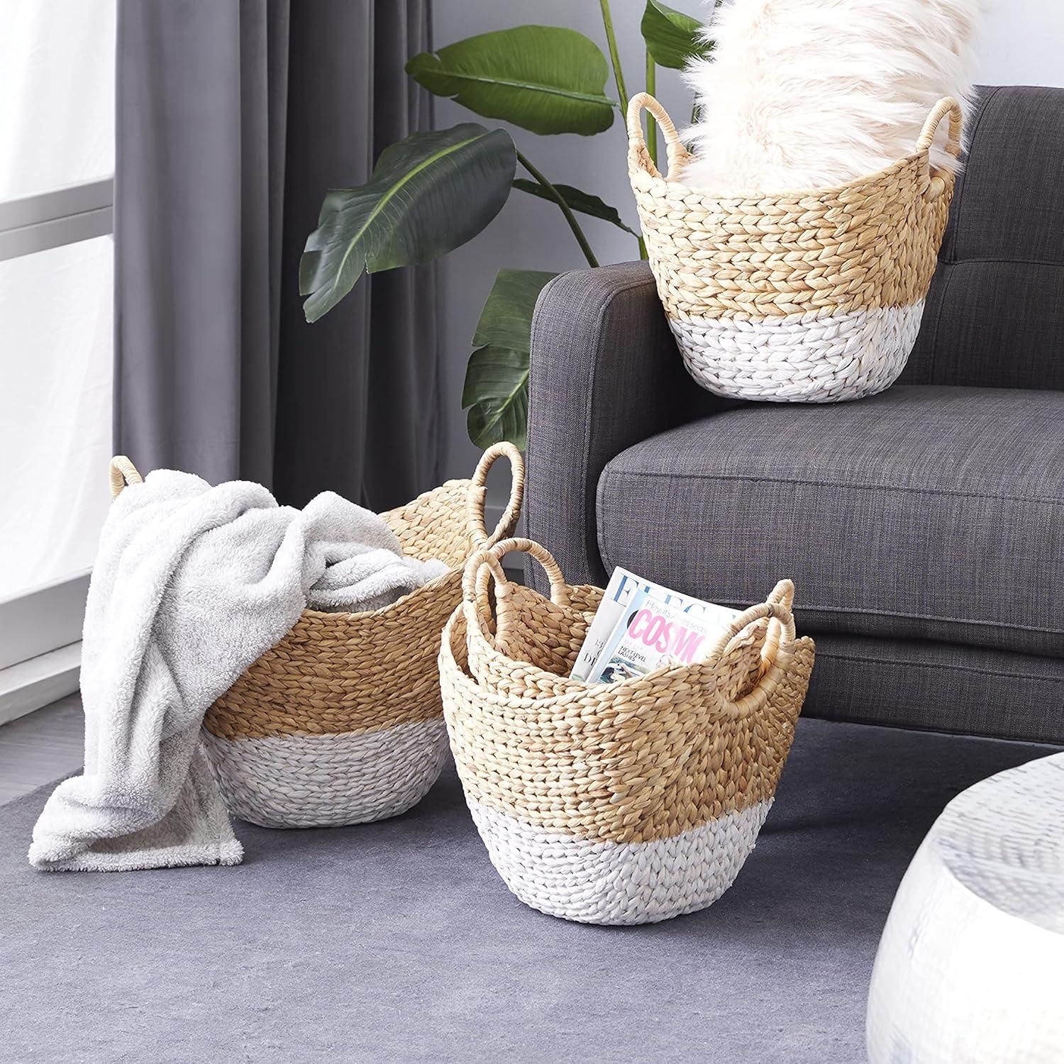 Dip-Dyed 4 Piece Wicker Basket Set