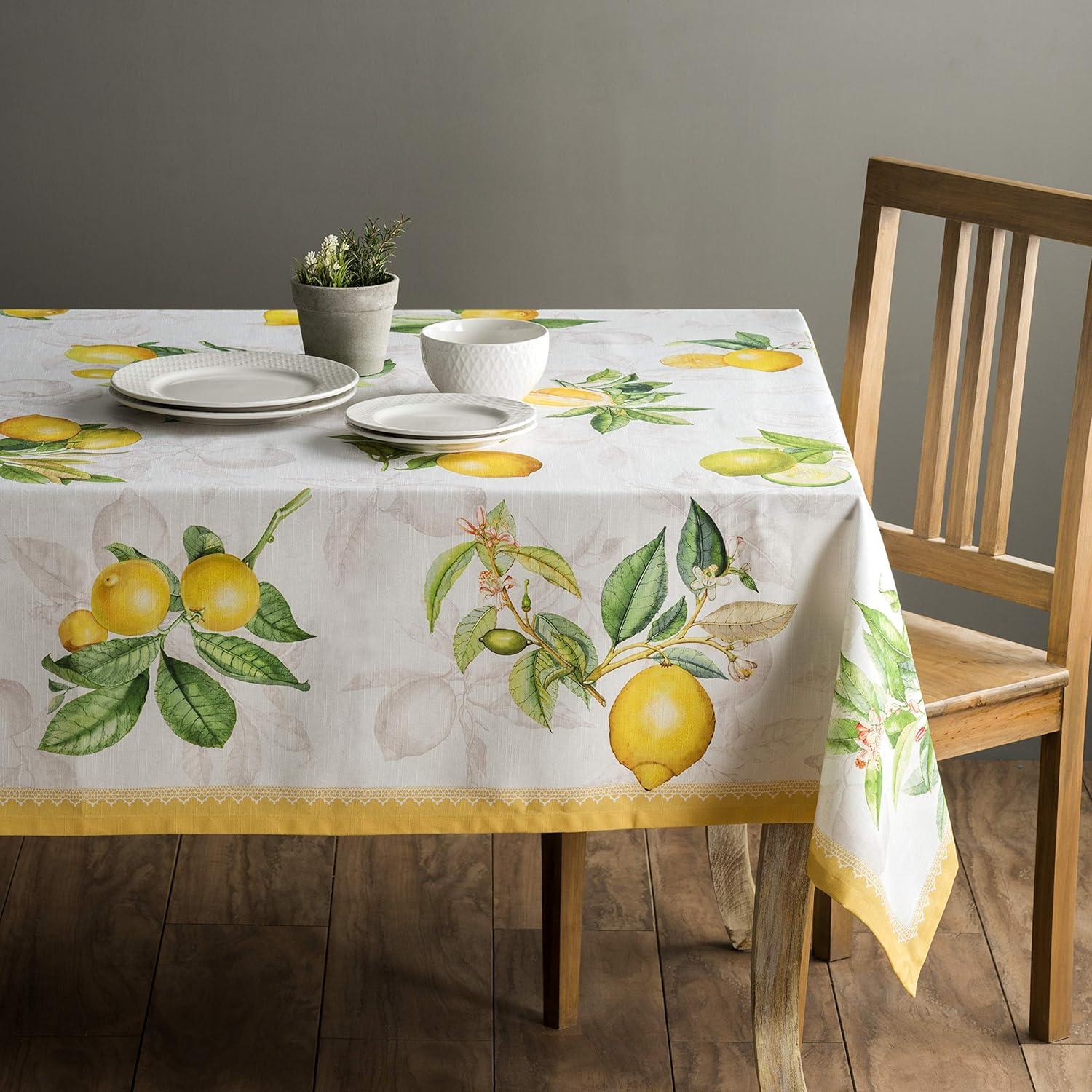 Limoncello Yellow and Green Cotton Rectangular Tablecloth 60" x 120"