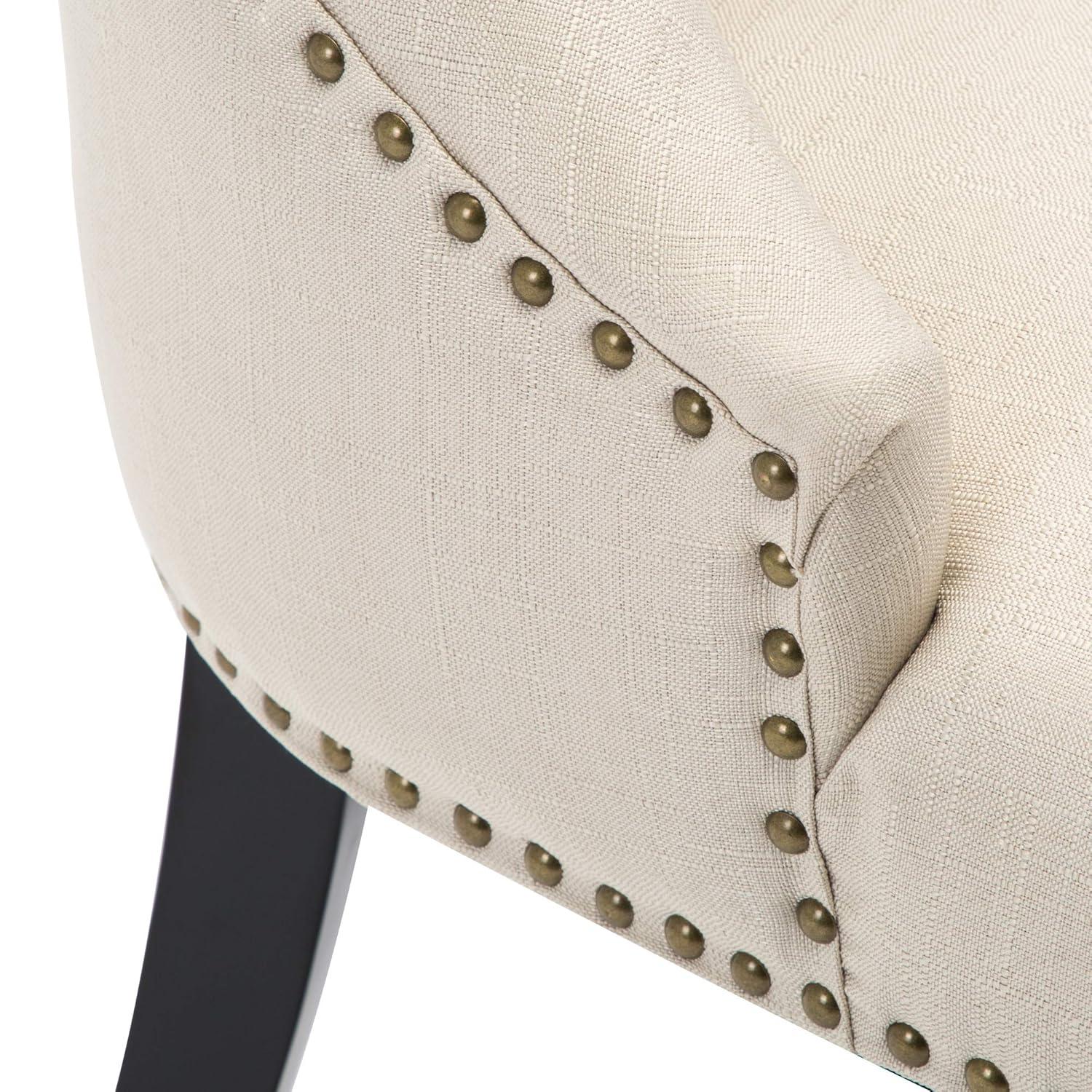 Xayoca Dining Chairs Set of 2,Upholstered Velvet Dining Room Chairs with Button-Tufted Decoration,Modern Kitchen Chairs with Nailhead Solid Wood Legs for Kitchen/Bedroom/Dining Room（Beige）