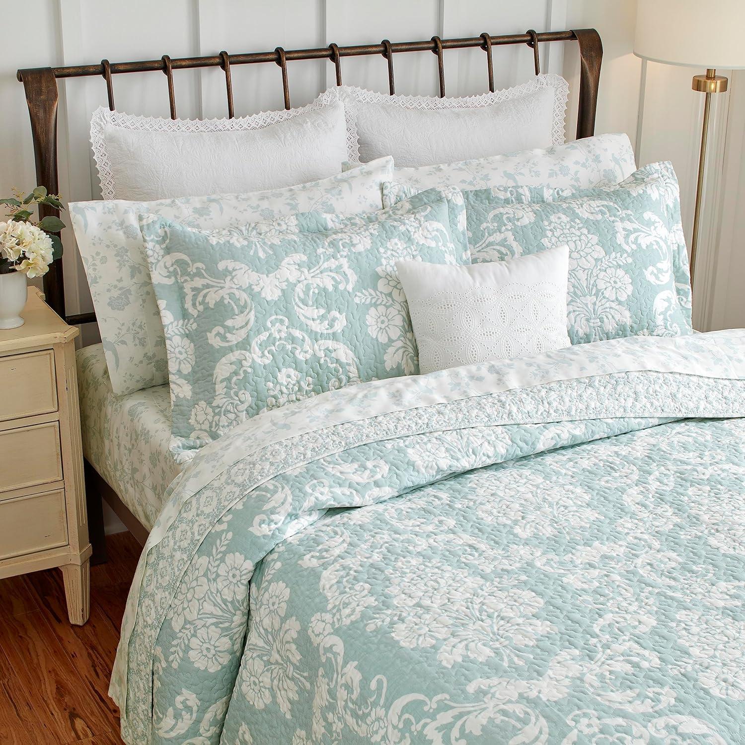 Laura Ashley Celina Patchwork Laura Ashley Reversible Cotton Quilt Set
