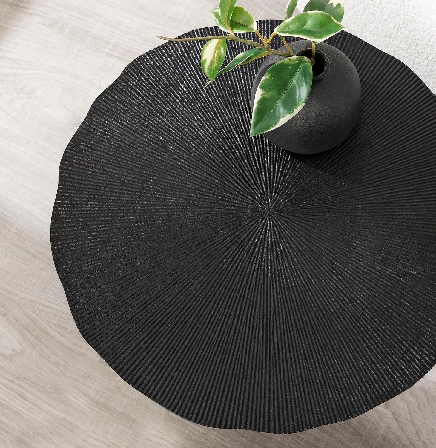 Black Aluminum Round Side Table with Tapered Legs