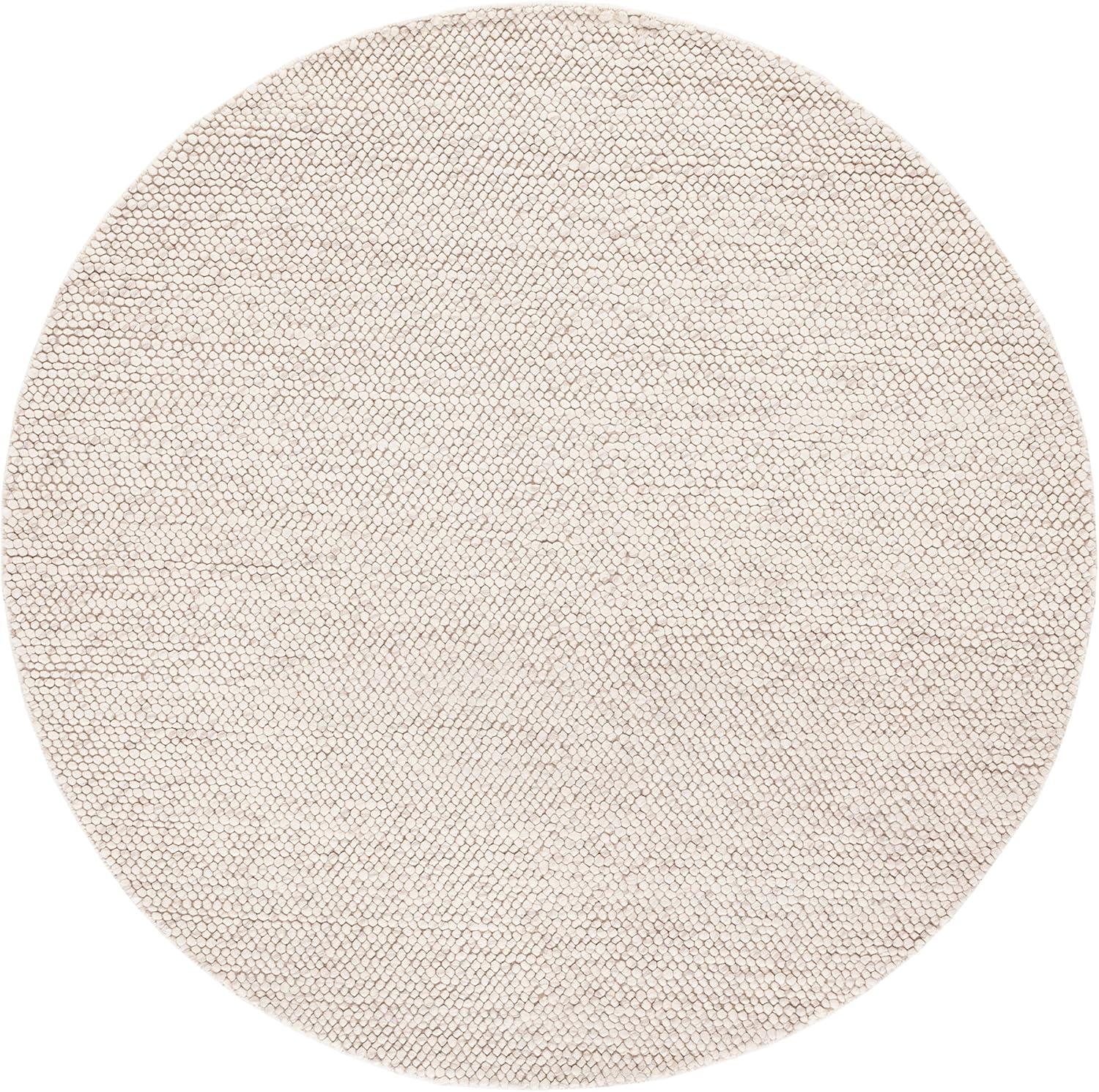 Handmade Round Beige and Brown Wool Area Rug 11'