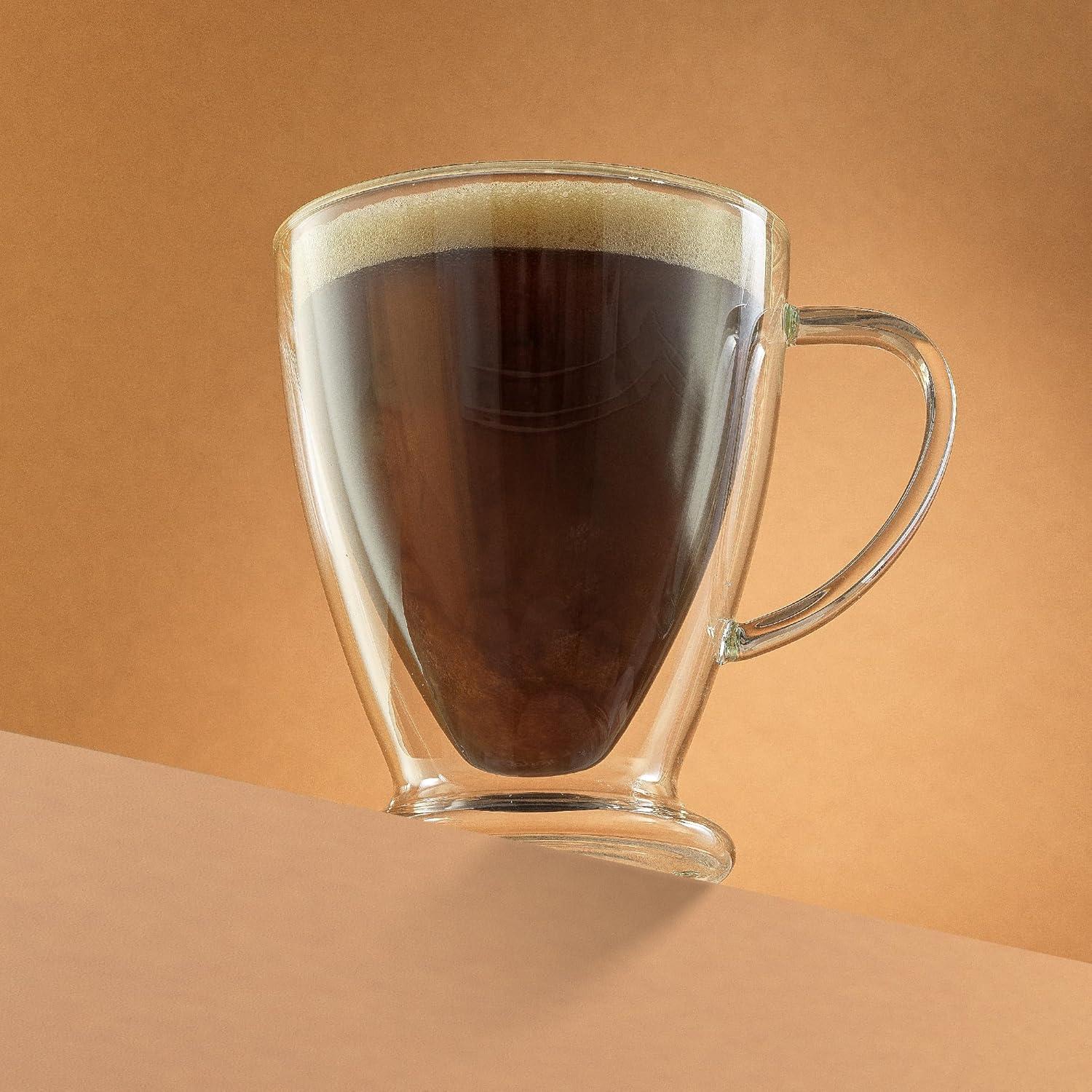 JoyJolt Declan Irish Double Wall Insulated Glass Coffee Cups - Set of 2 -15-Ounces