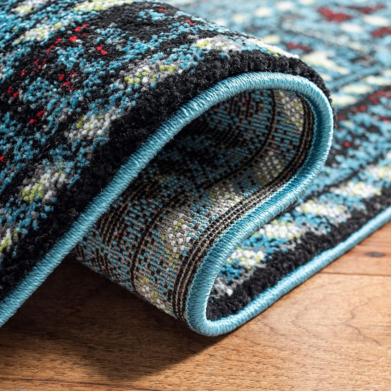 Vintage Hamadan VTH213 Power Loomed Area Rug - Light Blue/Black - 6'7"x9' - Safavieh.