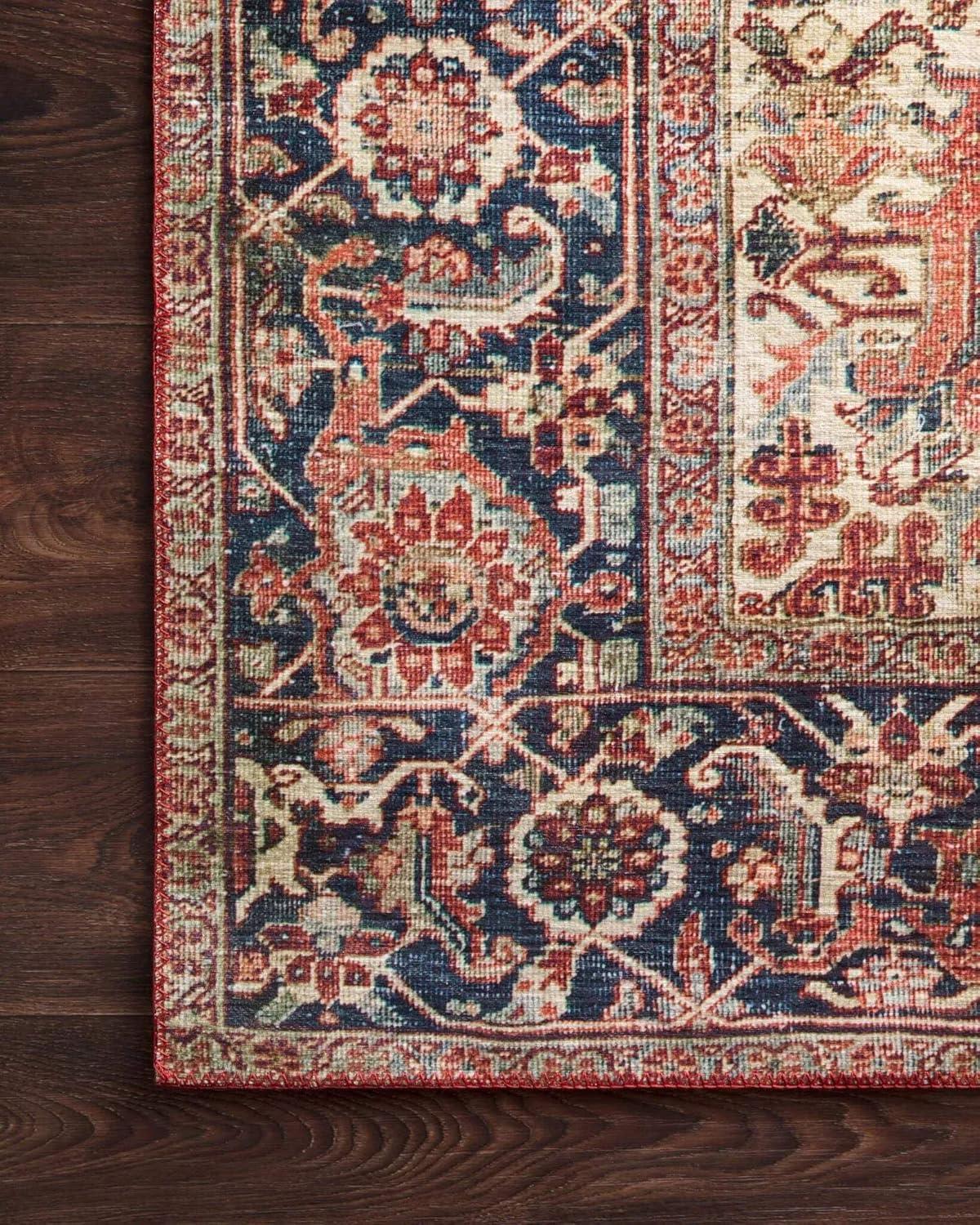 Loloi II Layla Printed Oriental Distressed Red / Navy Area Rug