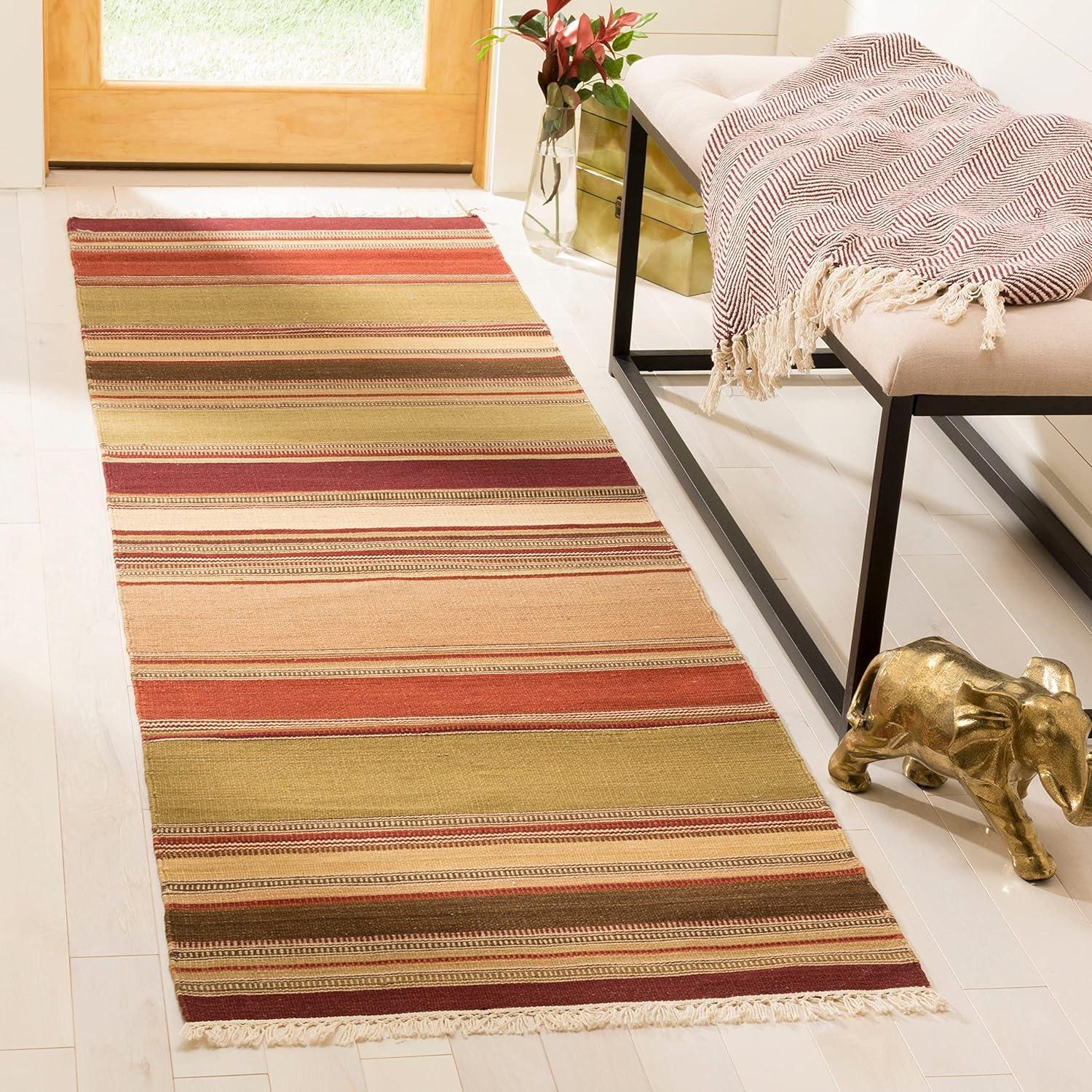 Striped Kilim STK311 Hand Woven Area Rug - Beige - 4'x6' - Safavieh.