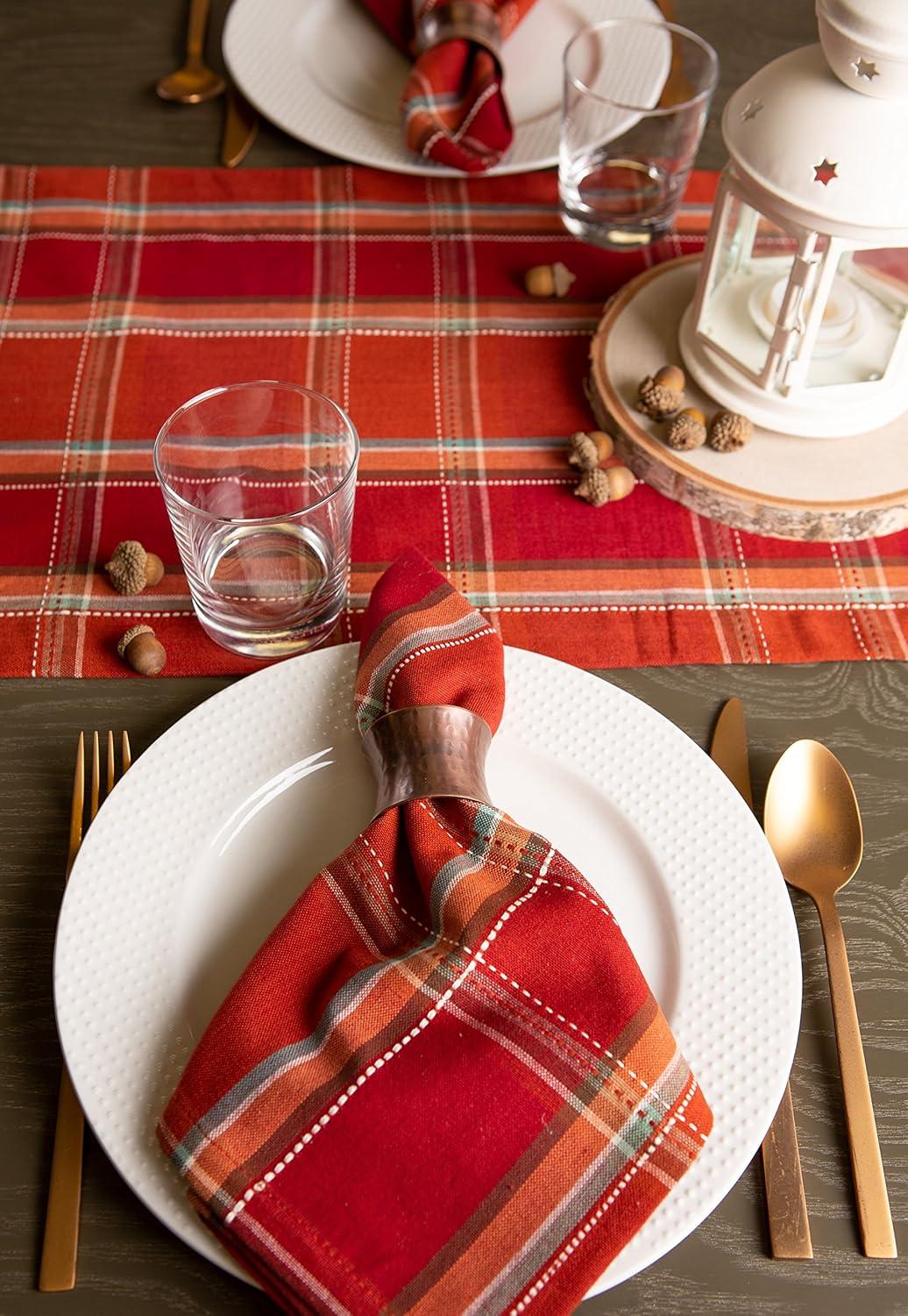 Autumn Spice Plaid Cotton Napkin Set - 20x20, 6 Piece