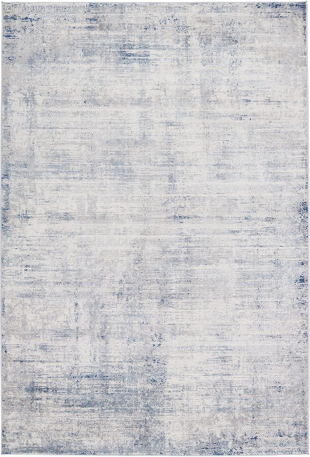 Gray and Blue 5' x 8' Reversible Washable Area Rug