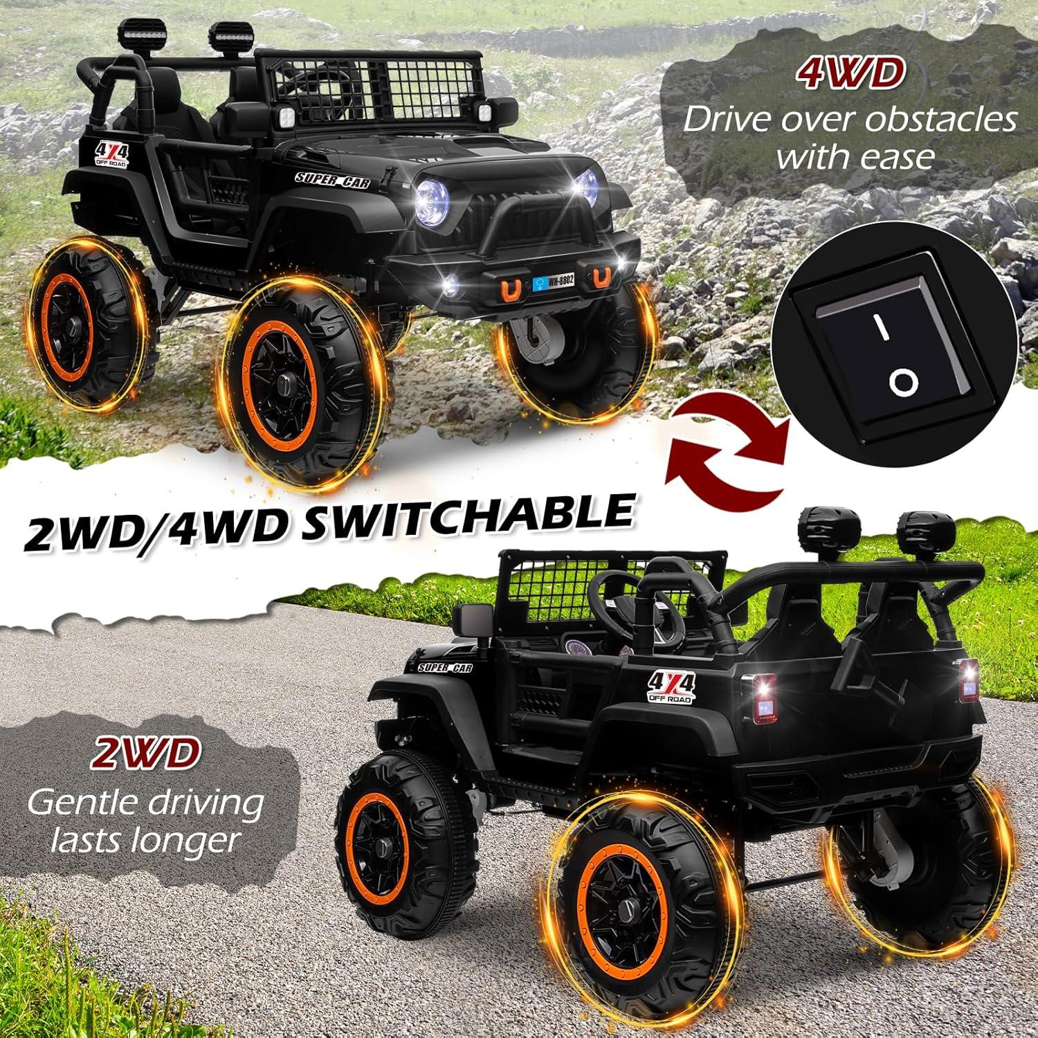 24V Black 2-Seater Electric SUV Ride-On Car with Remote Control