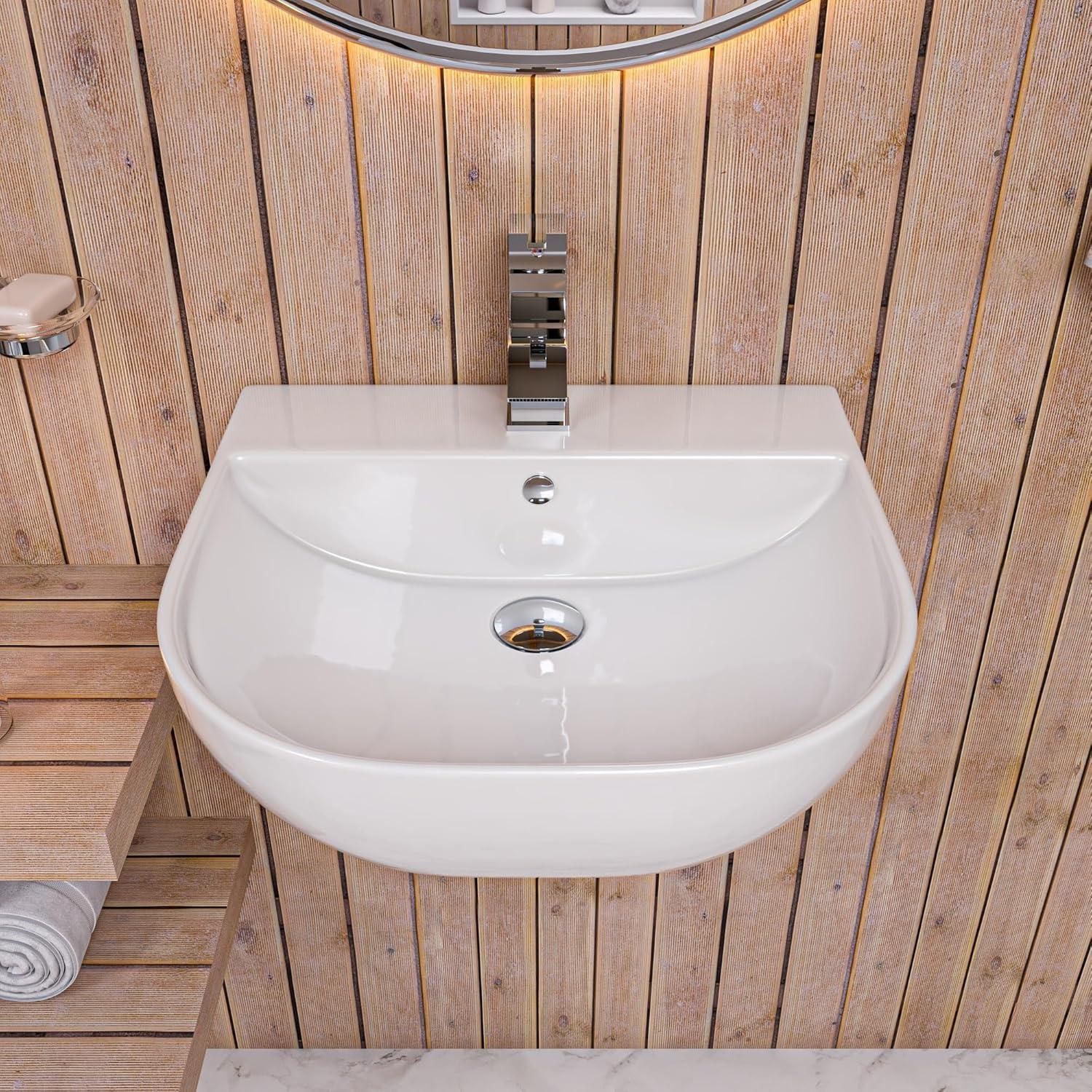 Alfi Brand 18.88'' White Porcelain U-Shaped Bathroom Sink with Overflow