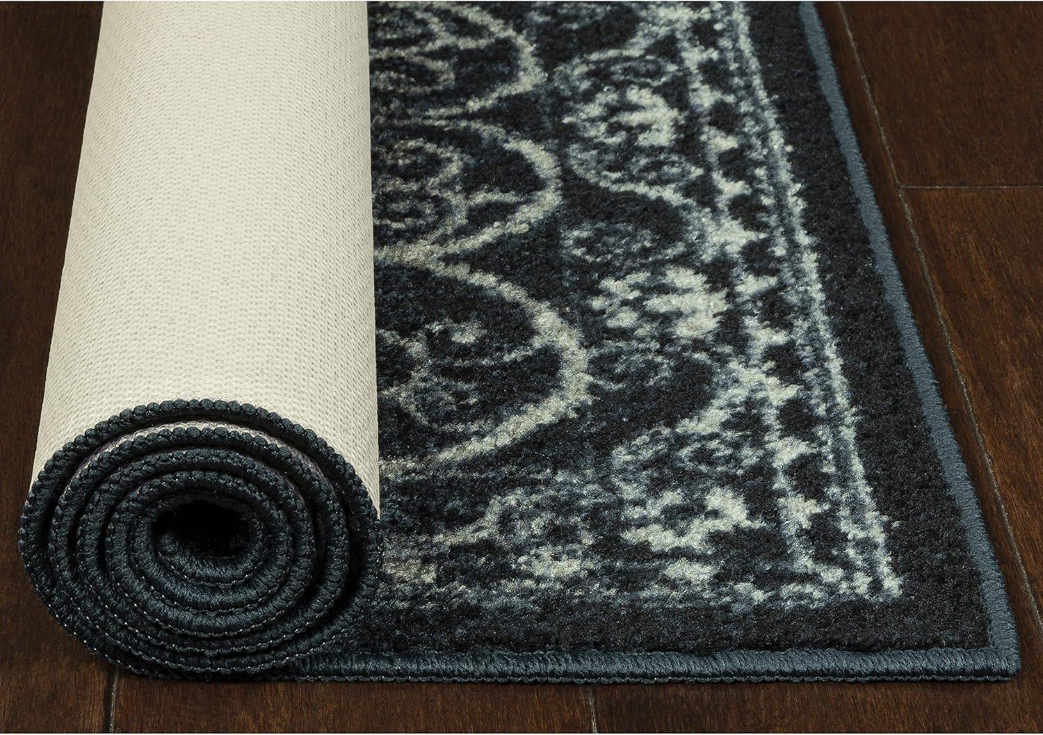 Maples Rugs Pelham Medallion Living Room Area Rug for Indoor, 5' x 7', Navy/Gray