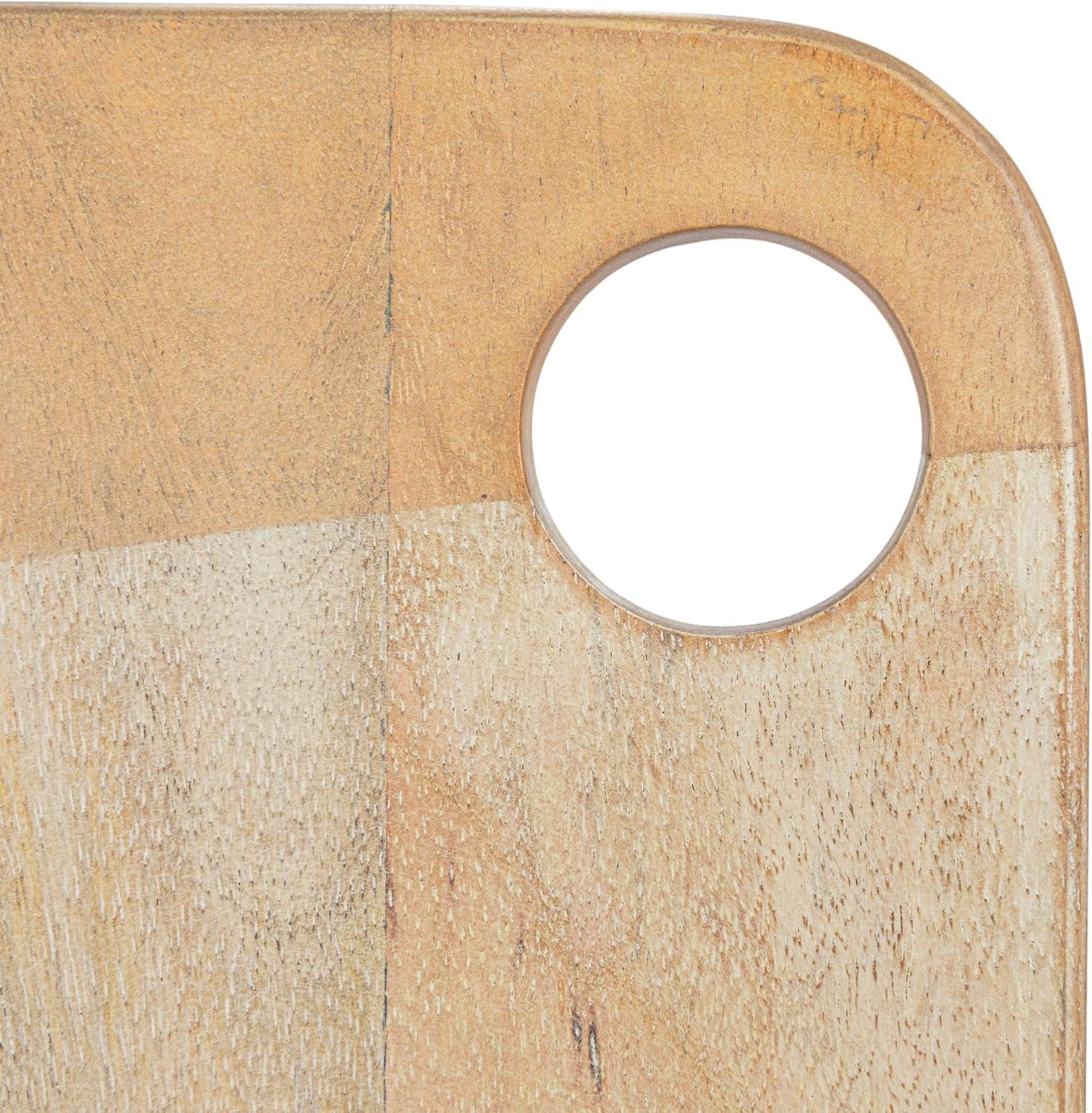 Whitewashed Mango Wood Rectangular Cheese and Cutting Board with Handle