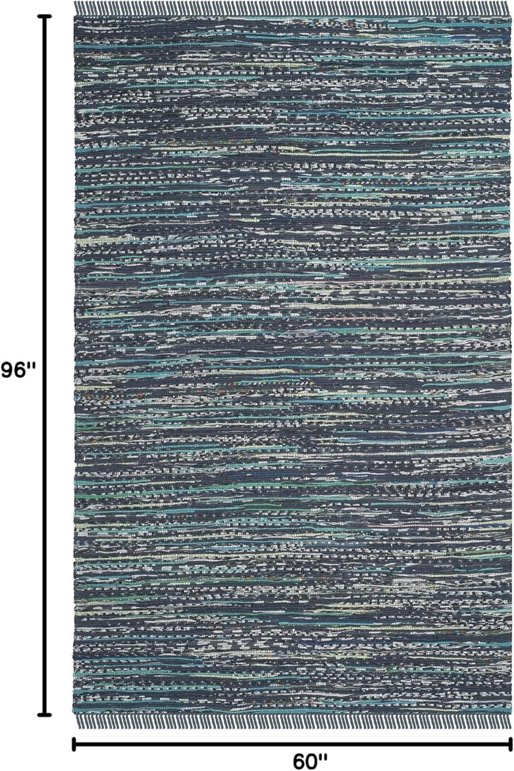 Rag Rug RAR121 Hand Woven Indoor Area Rug - Ink/Multi - 5'x8' - Safavieh.