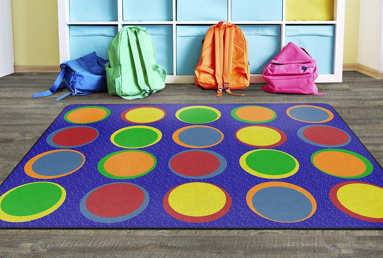 Multicolor Rectangular Stain-Resistant Kids' Classroom Rug