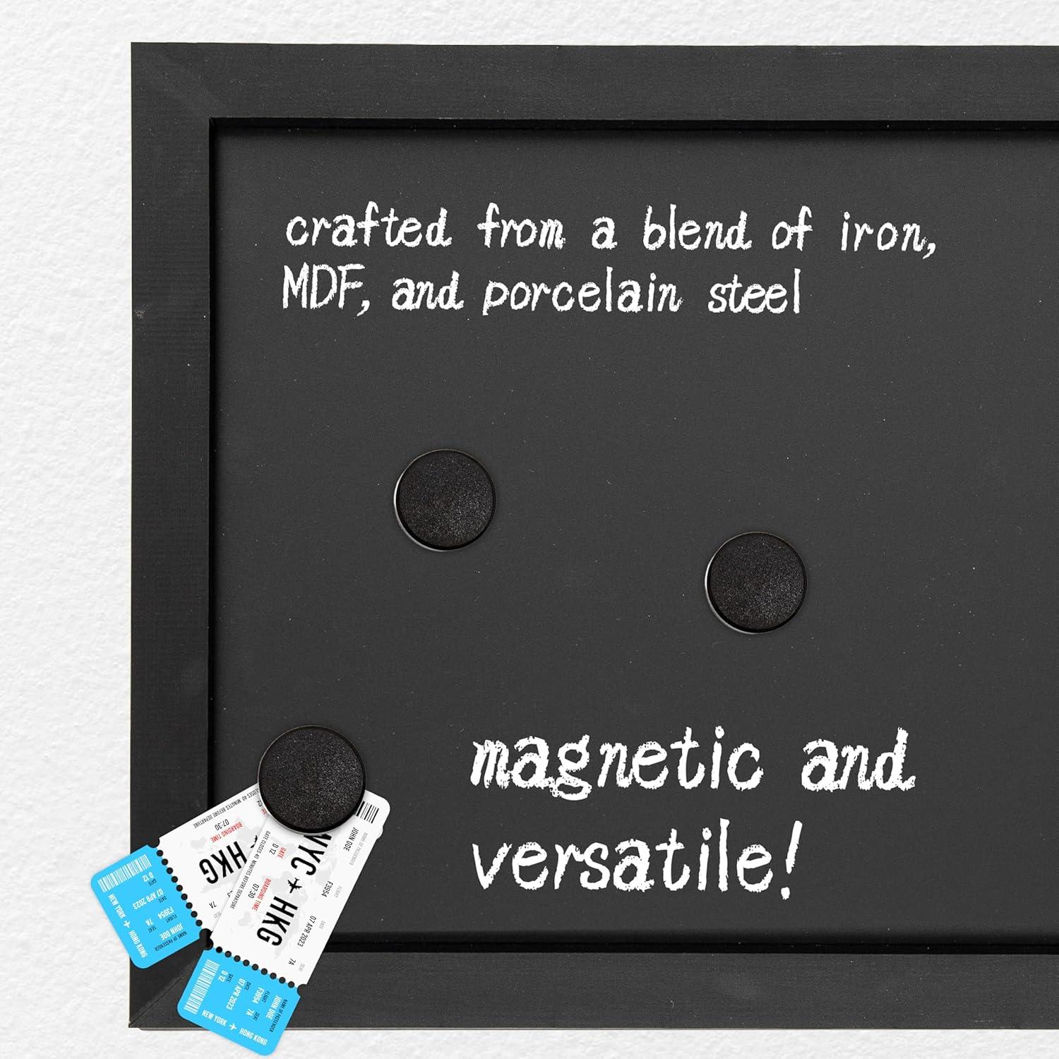 Sunnydaze Large Magnetic Chalkboard for Wall with Pine Frame and Chalk and Eraser - 36" x 24" - Black