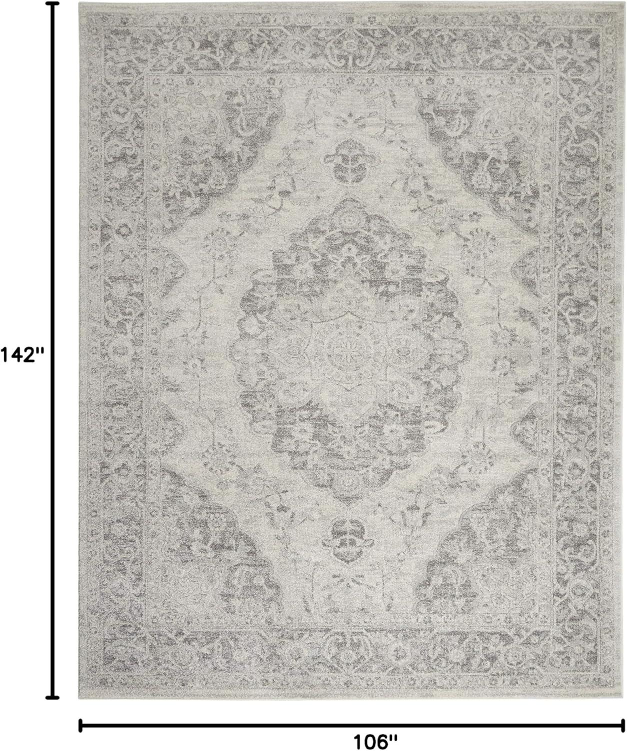 Ivory and Grey Synthetic Rectangular 6' x 9' Area Rug