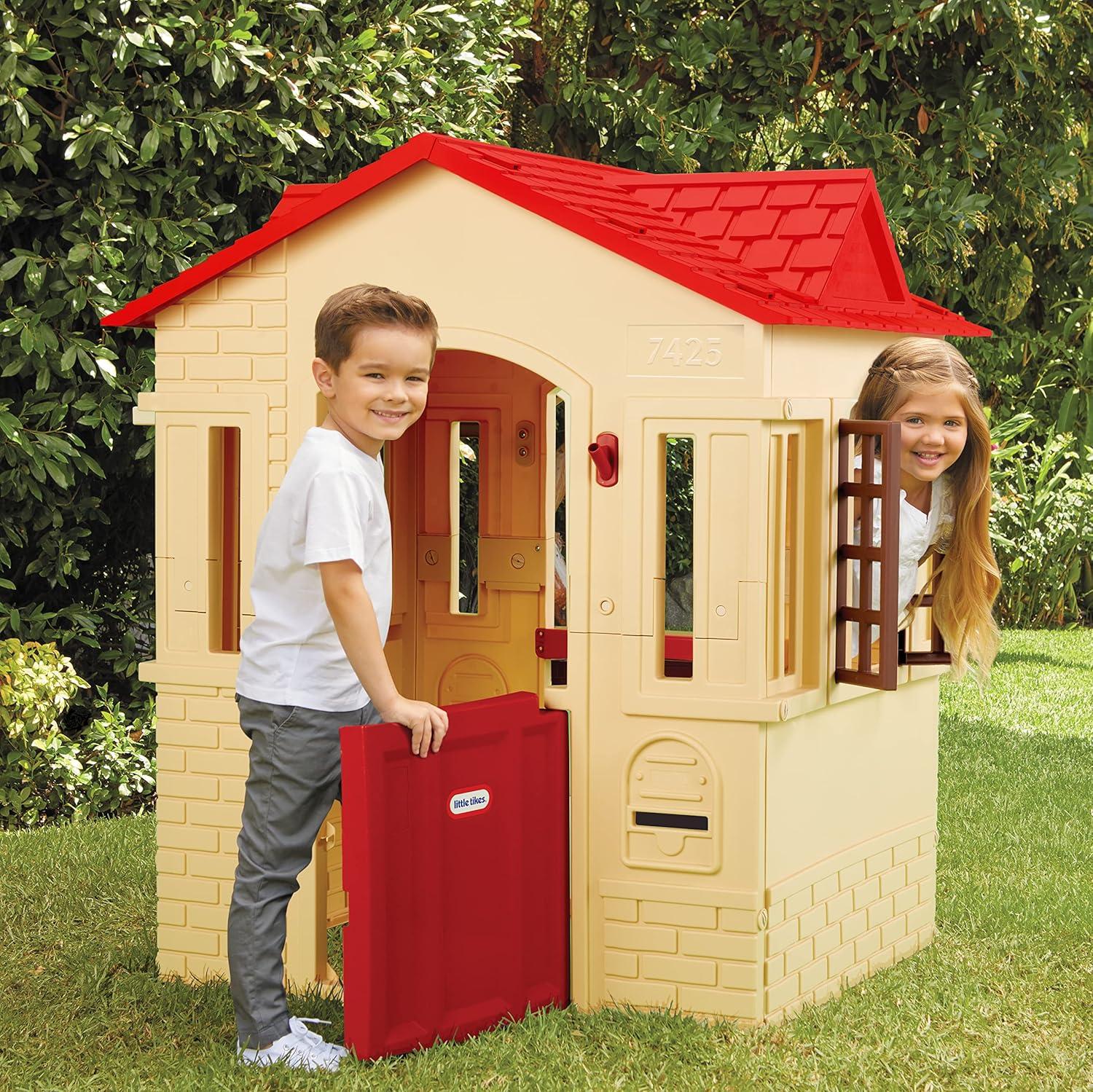 Little Tikes Tan and Red Cottage Playhouse with Working Doors